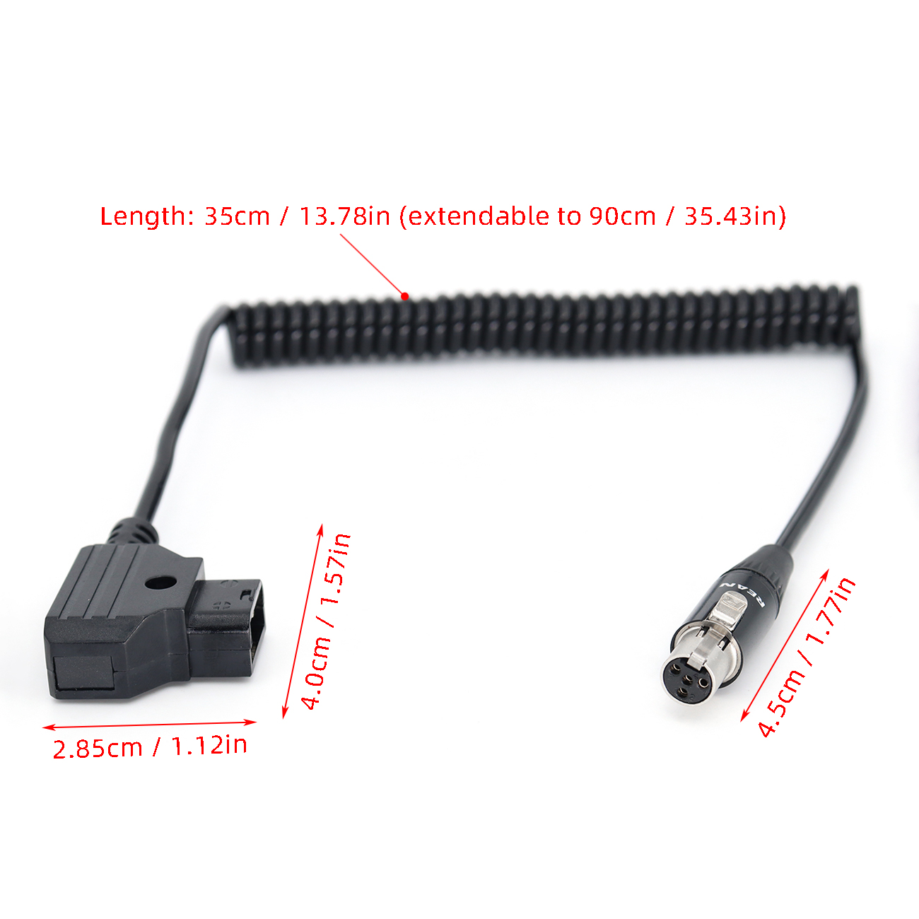 Power Cable D-TAP to TA4F Mini XLR 4Pin Female for Tvlogic 058/056/055 Monitor