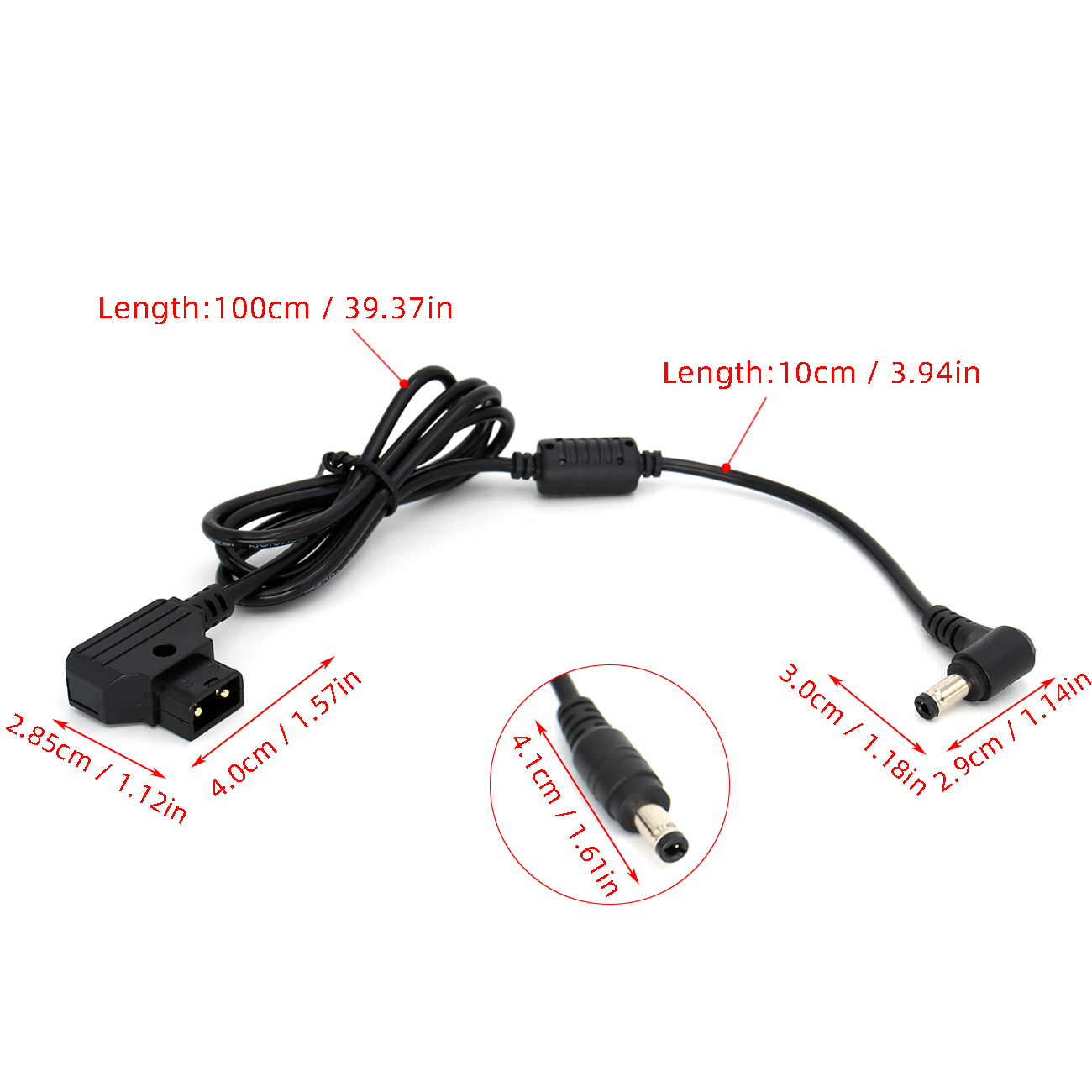 D-tap to DC 5.5 x 2.5mm Cable for DSLR Rig Power V-Mount Anton Bauer