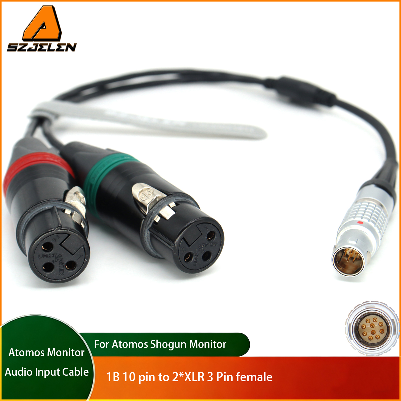 Atomos Shogun Monitor Recorder 1B 10Pin to Dual 3Pin XLR Breakout Audio Input Cable