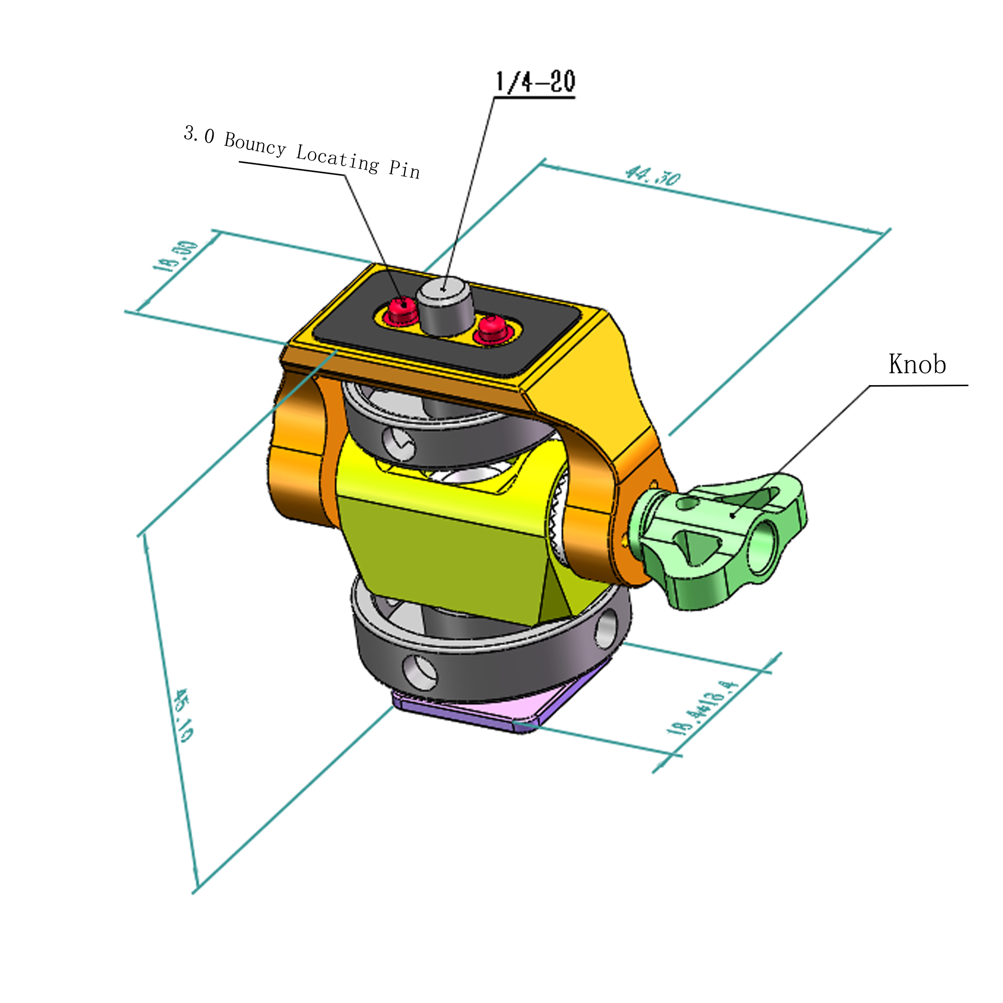 NATO Clamp/Cold Shoe/3/8“/1/4” Screw DSLR Monitor Mount for ARRI Mount, 180° Tilt and 360° Swivel
