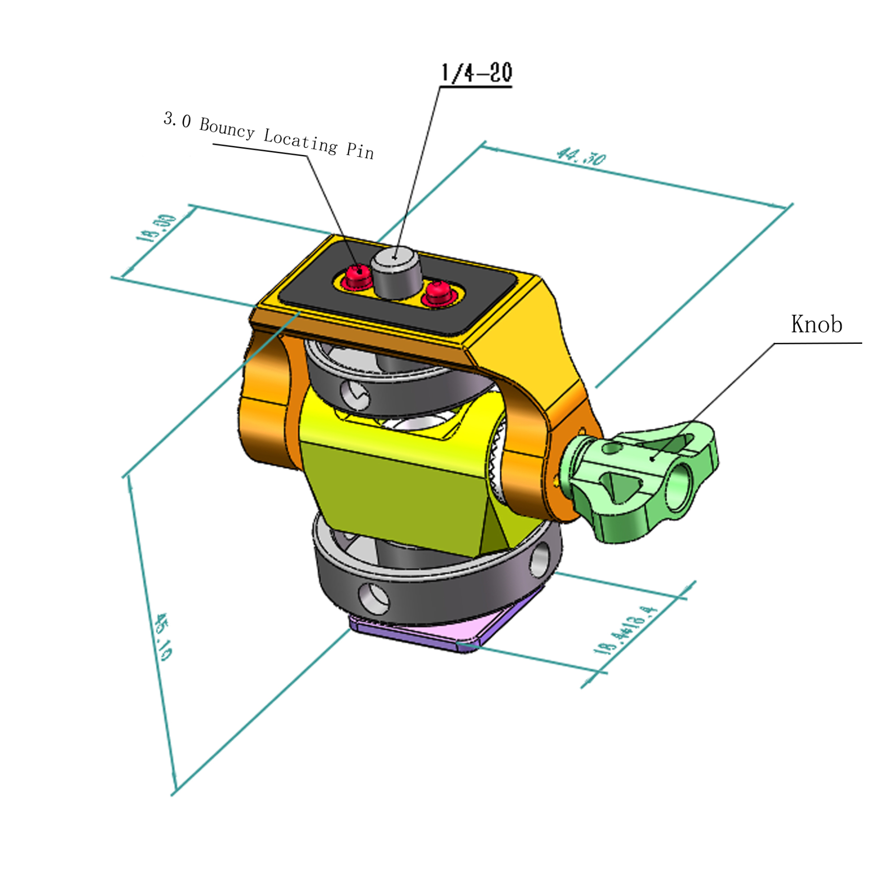 NATO Clamp/Cold Shoe/3/8“/1/4” Screw DSLR Monitor Mount for ARRI Mount, 180° Tilt and 360° Swivel