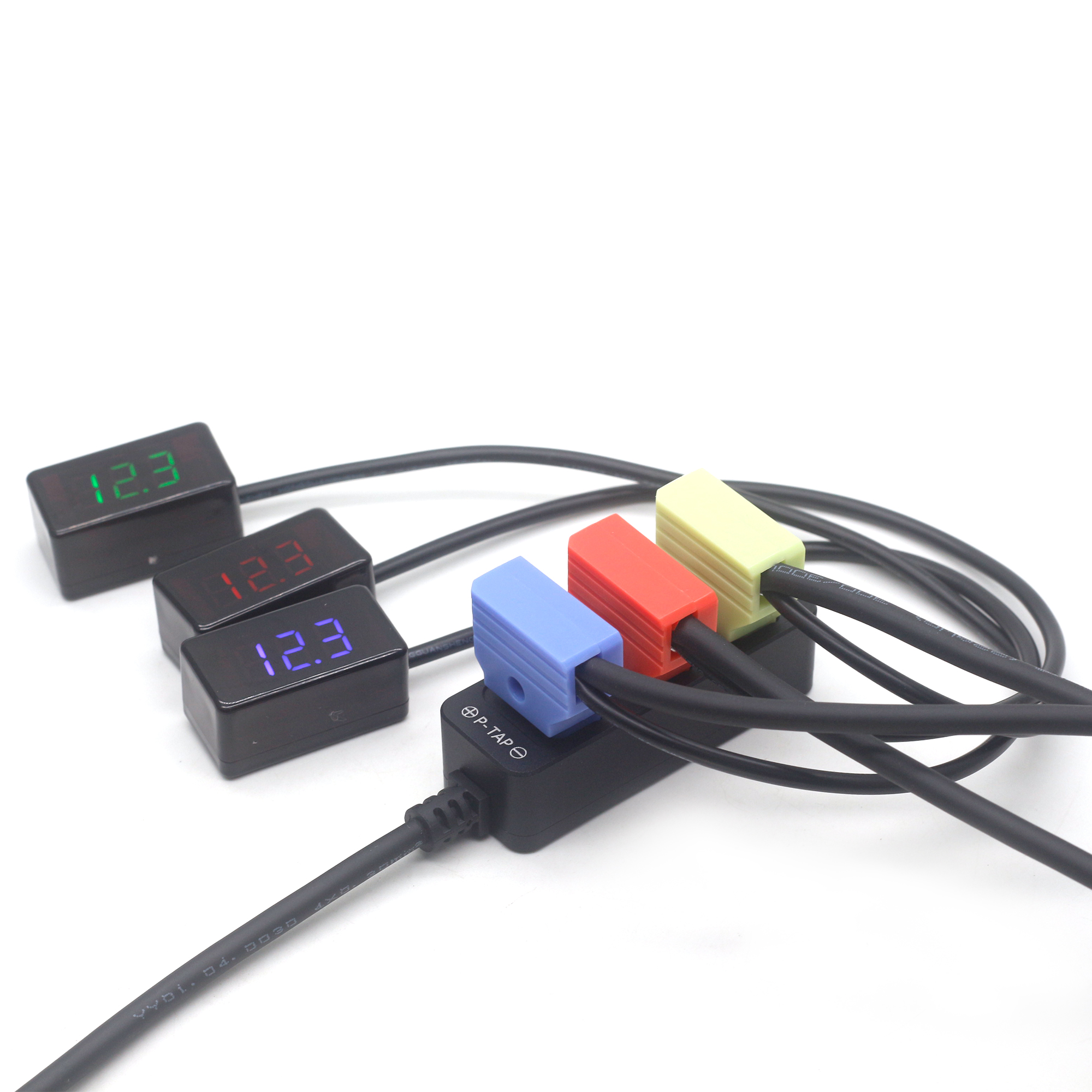 D-TAP Male to DTAP Port Female With Voltage Monitor Power Extension Cord For ARRI/RED/Canon Camera