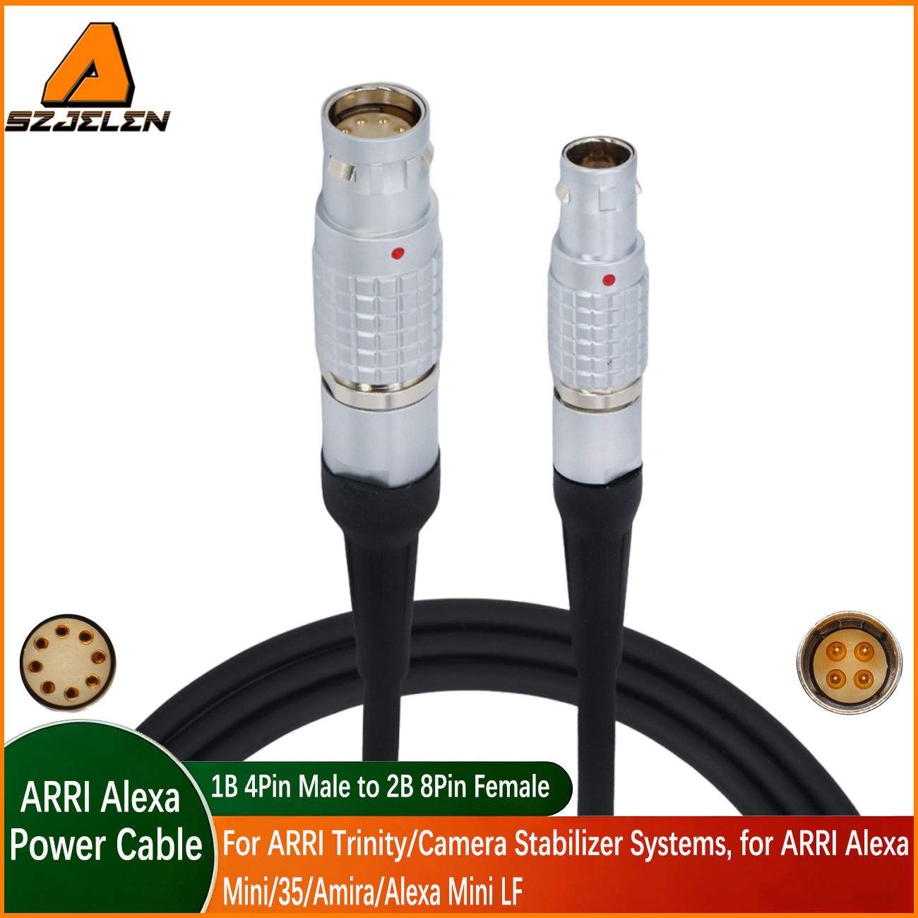Power Cable ARRI Trinity 1B 4Pin to 2B 8Pin Female for ARRI Alexa/35/Mini/MiniLF/AMIRAI