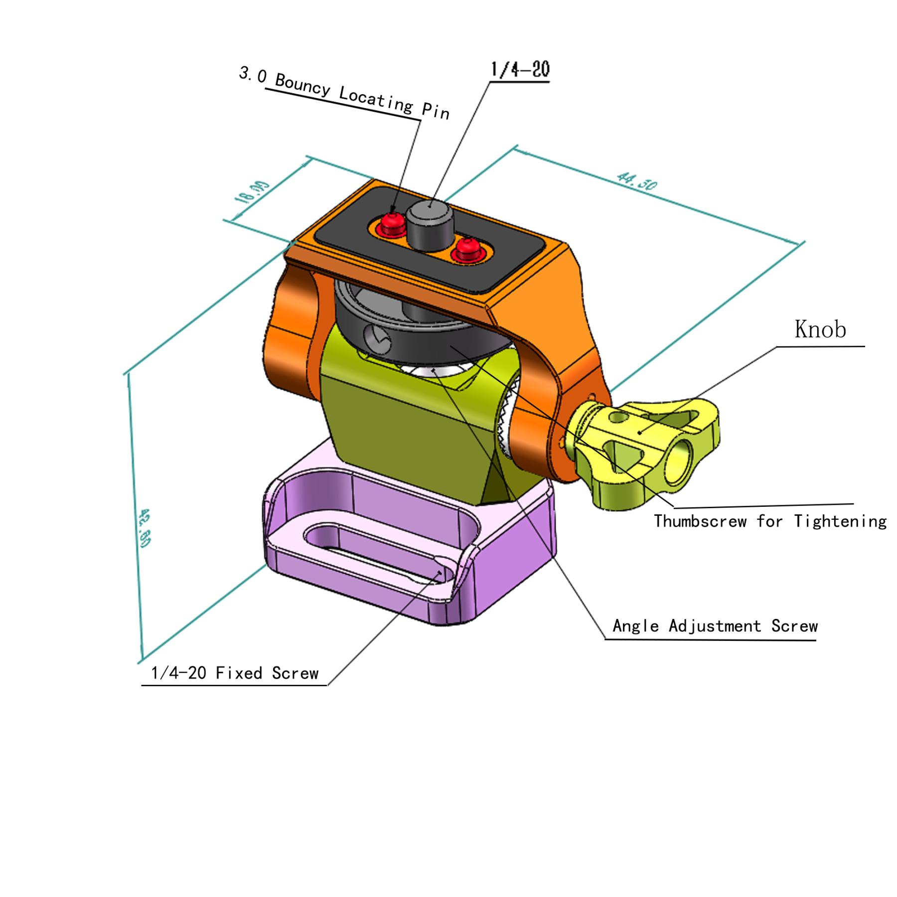 NATO Clamp/Cold Shoe/3/8“/1/4” Screw DSLR Monitor Mount for ARRI Mount, 180° Tilt and 360° Swivel
