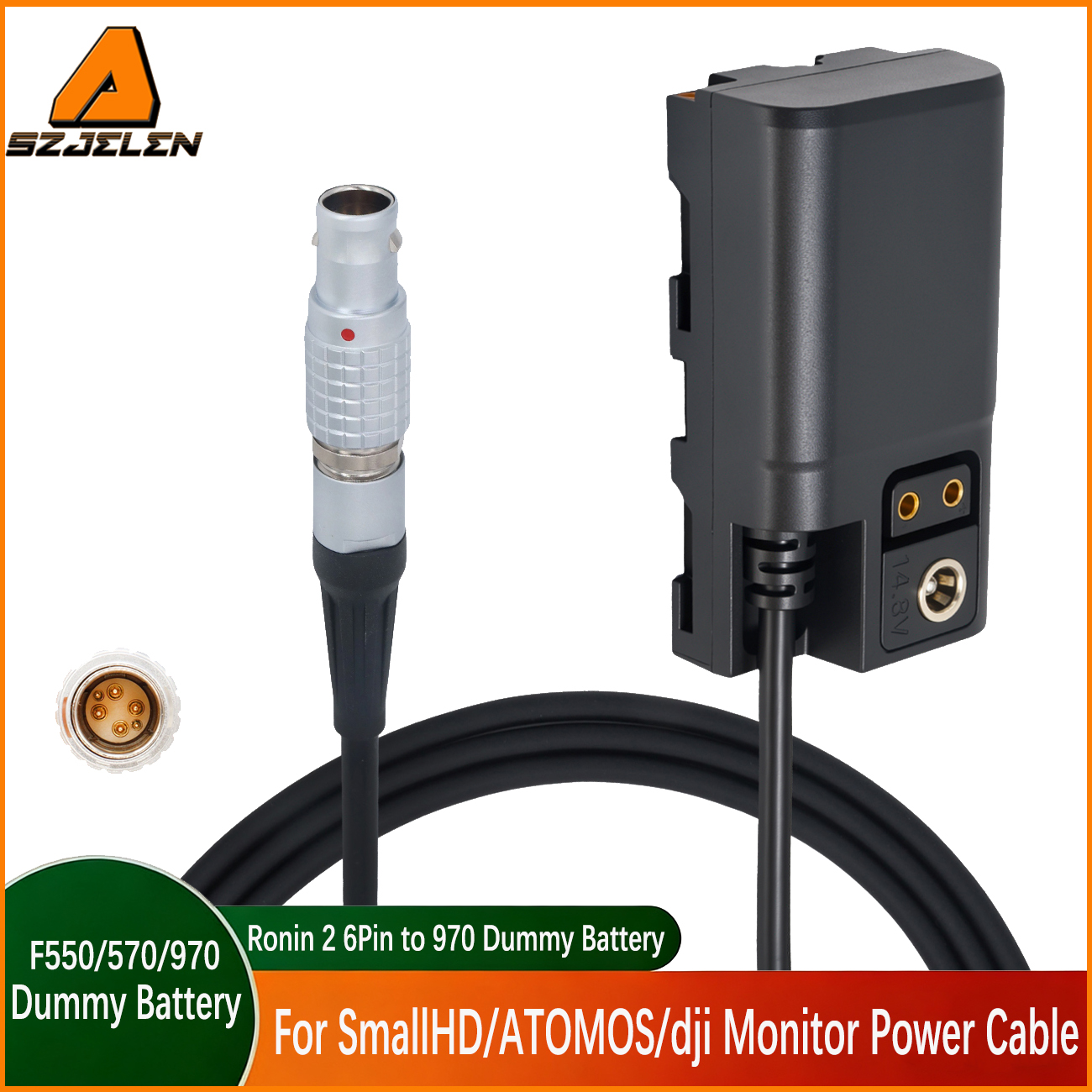 Ronin 2 Power 14.8V 6Pin to SONY NP-F550/570/970 Power Coupler DC Dummy Battery for SmallHD, ATOMOS Monitor Power