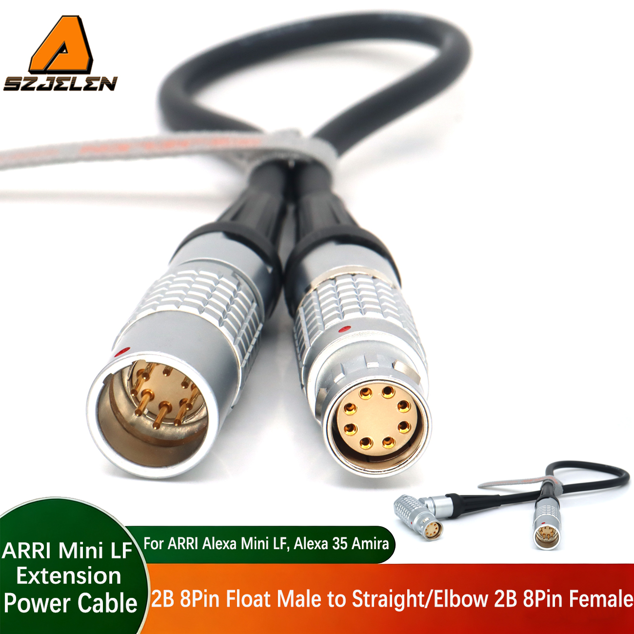 Power Extension Cable 2B 8Pin Float Male to Female for ARRI Alexa Mini LF, Alexa 35 Amira