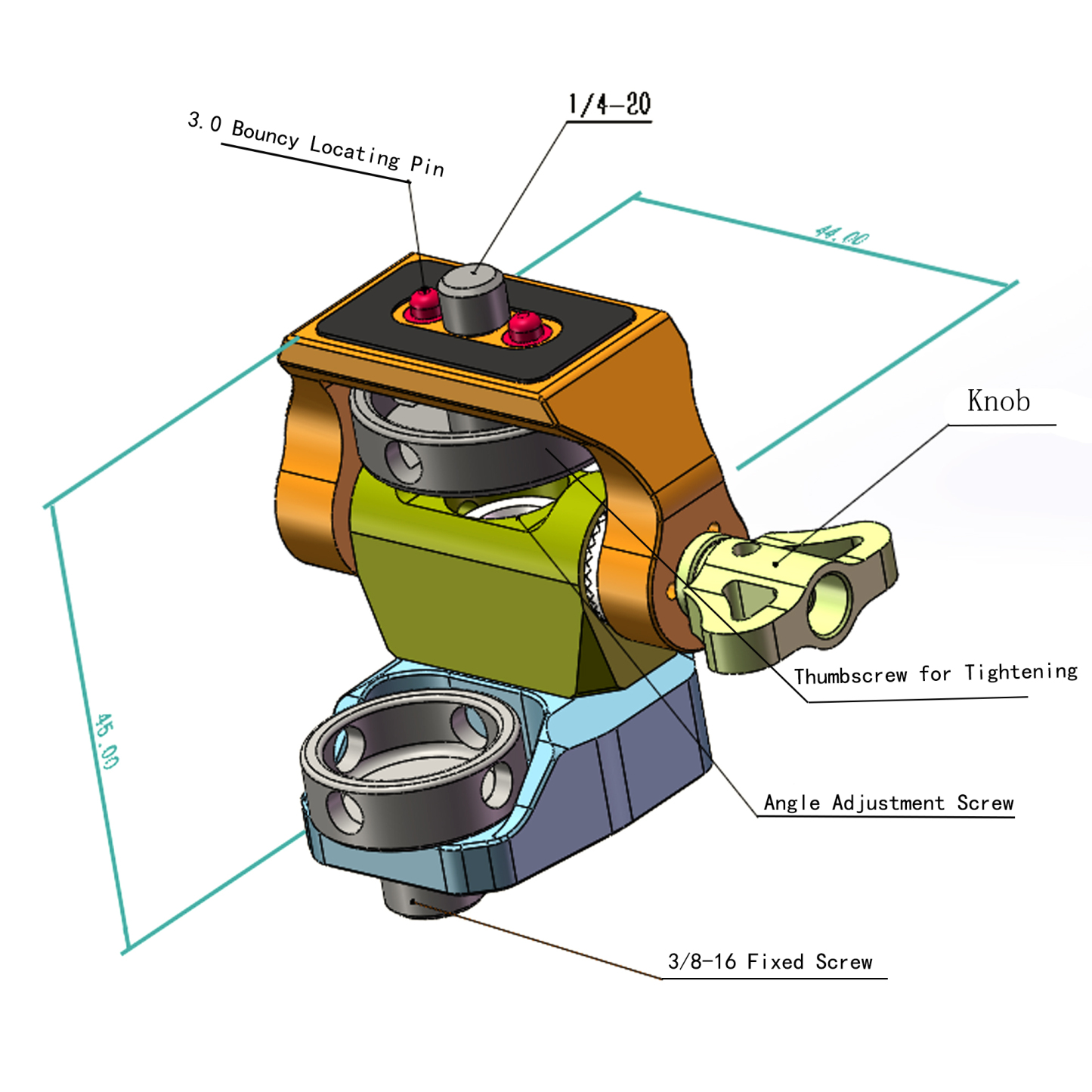 NATO Clamp/Cold Shoe/3/8“/1/4” Screw DSLR Monitor Mount for ARRI Mount, 180° Tilt and 360° Swivel