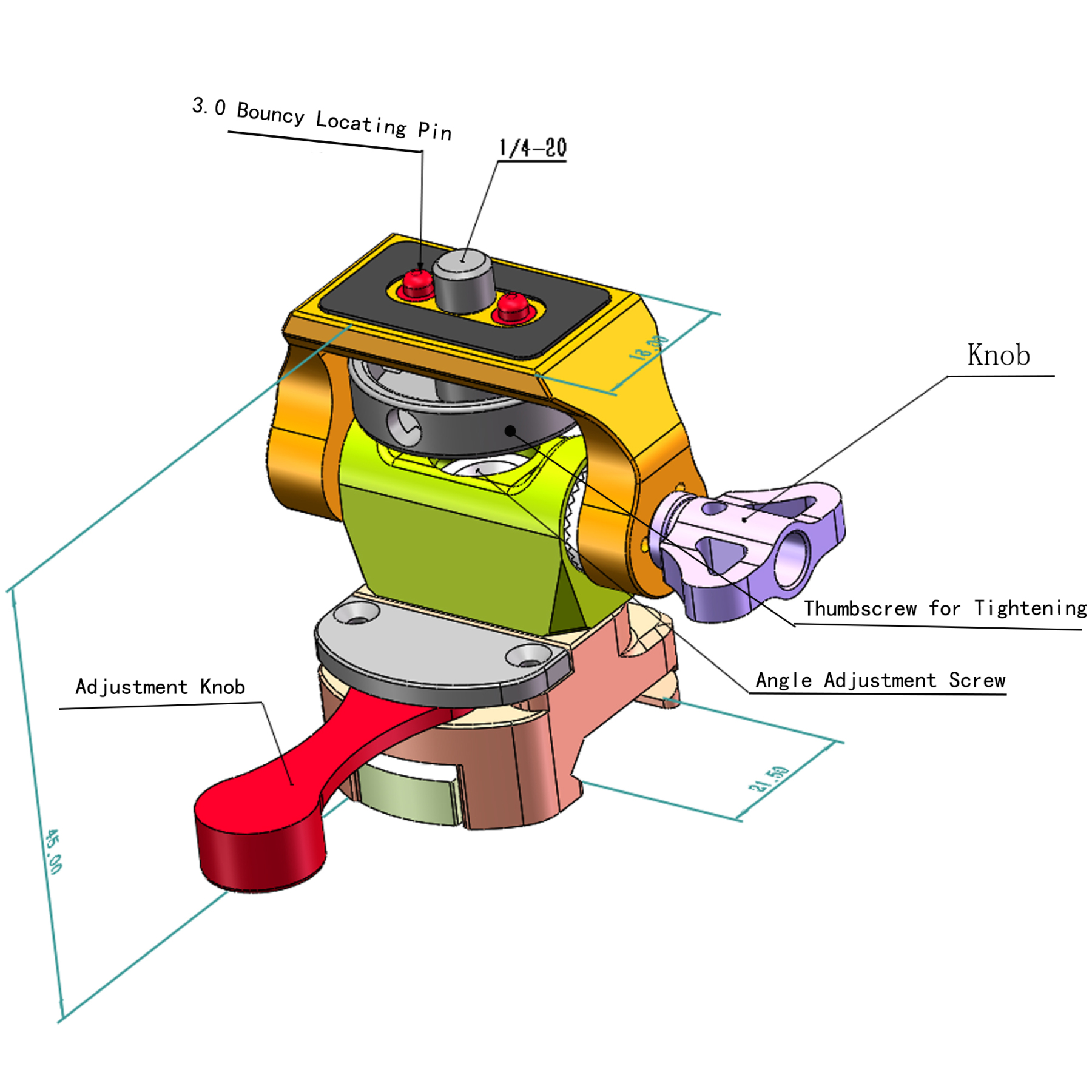 NATO Clamp/Cold Shoe/3/8“/1/4” Screw DSLR Monitor Mount for ARRI Mount, 180° Tilt and 360° Swivel