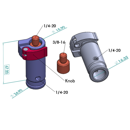 Quick Replacement 1/4" 3/8" Boom Pole Quick Release System for Magic Leg fixed monitor