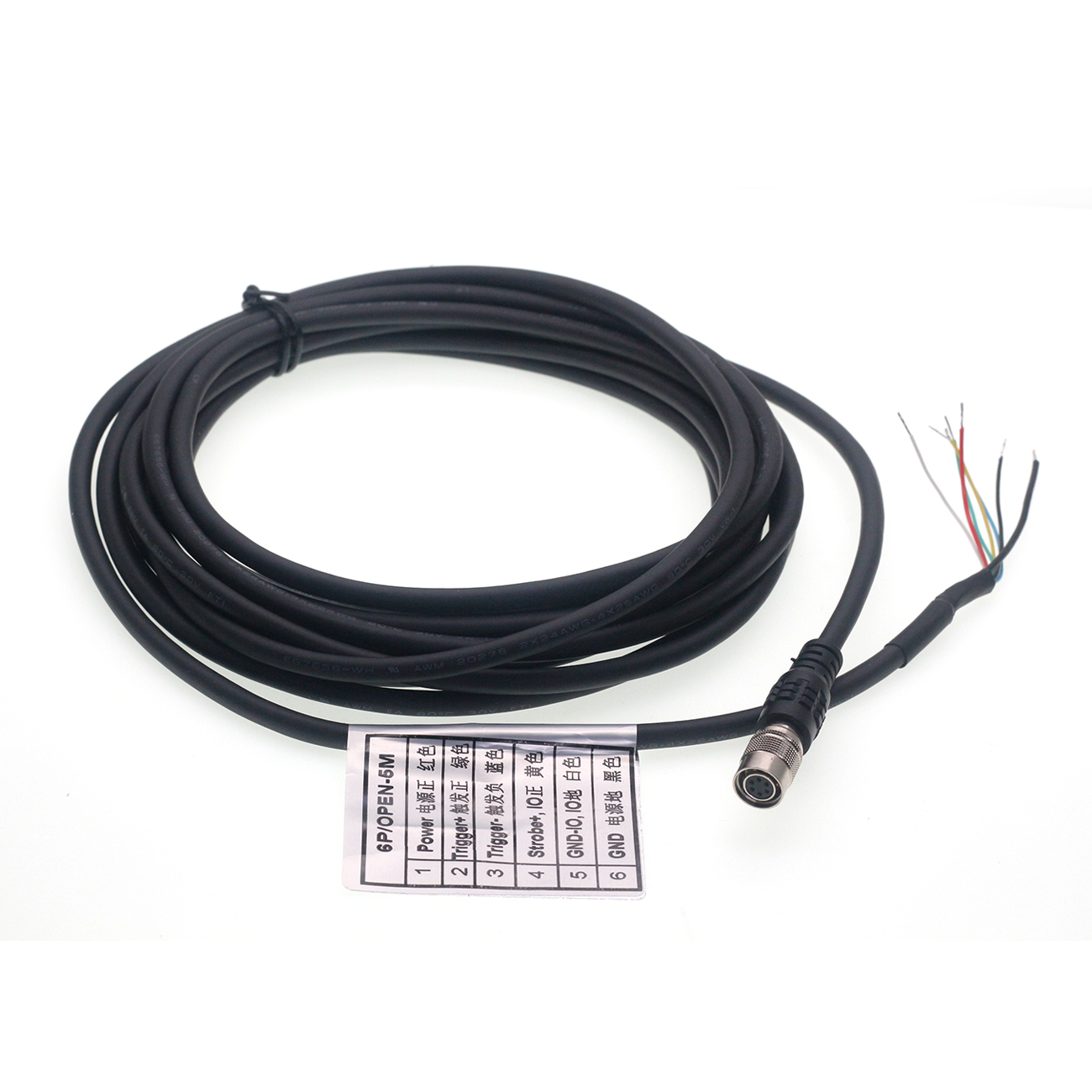 6Pin(HR 10A-7P-6S) Female with 5M cable for basler camera, high flex hirose 6pin basler GIGE AVT SFCC-6S normal cable