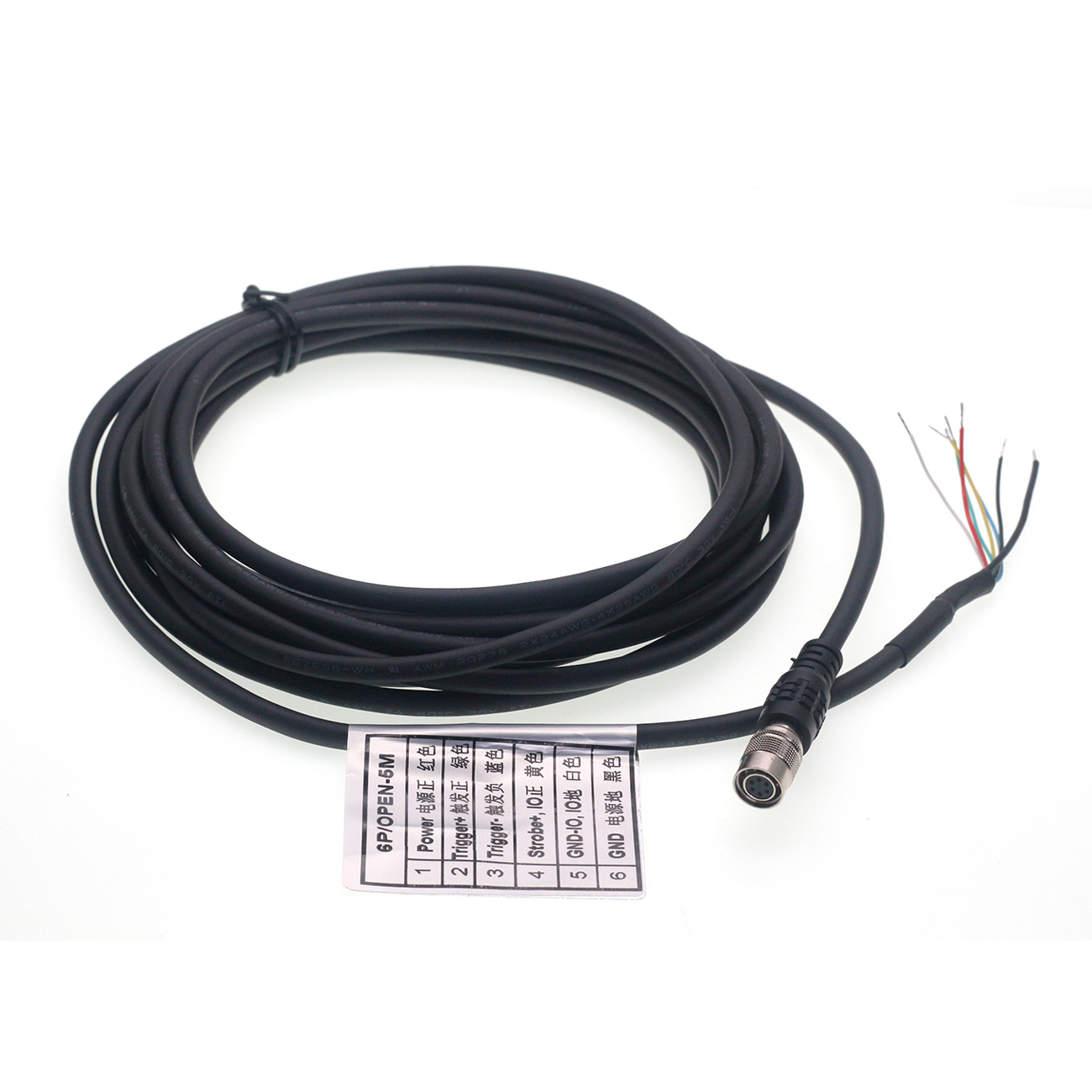6Pin(HR 10A-7P-6S) Female with 5M cable for basler camera, high flex hirose 6pin basler GIGE AVT SFCC-6S normal cable