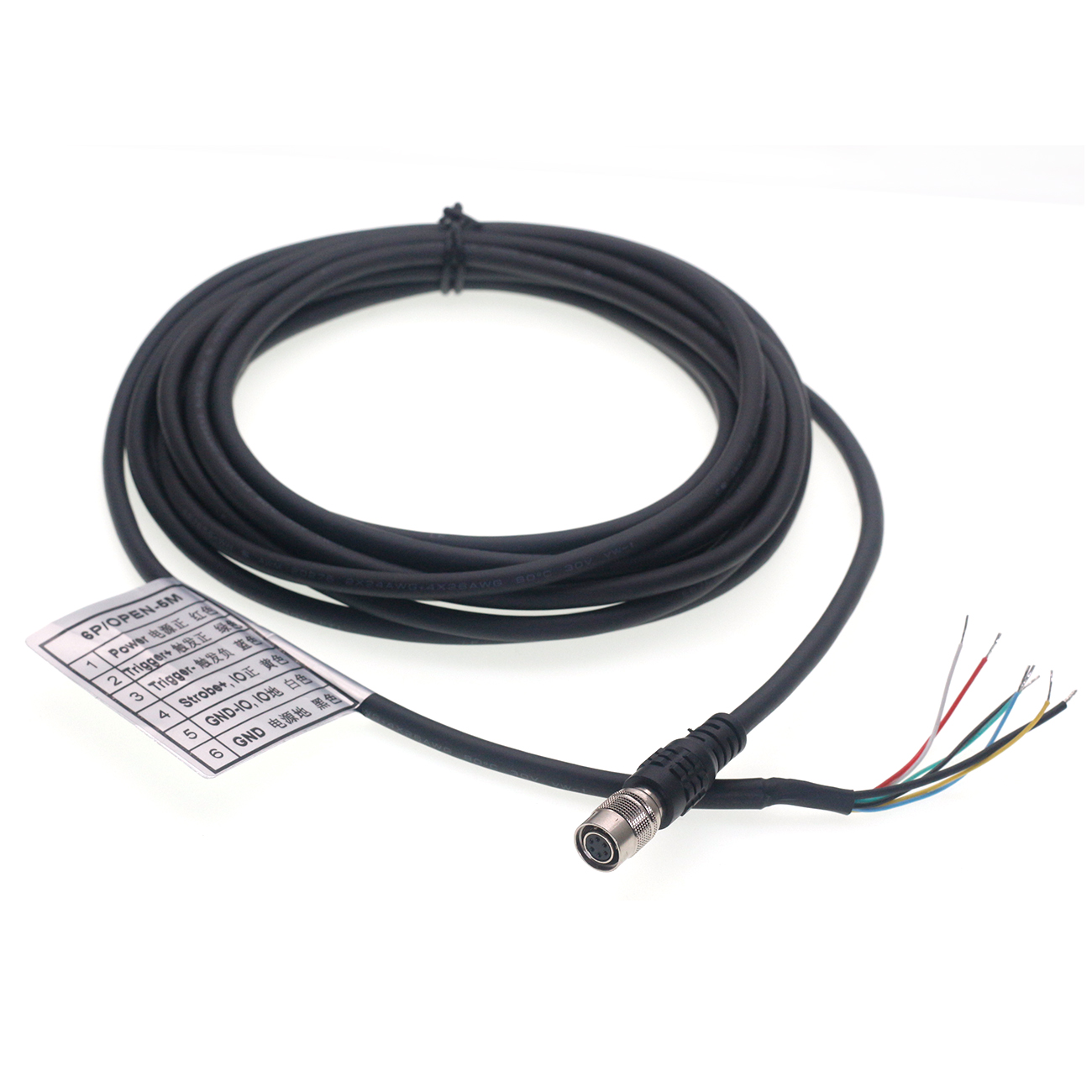 6Pin(HR 10A-7P-6S) Female with 5M cable for basler camera, high flex hirose 6pin basler GIGE AVT SFCC-6S normal cable