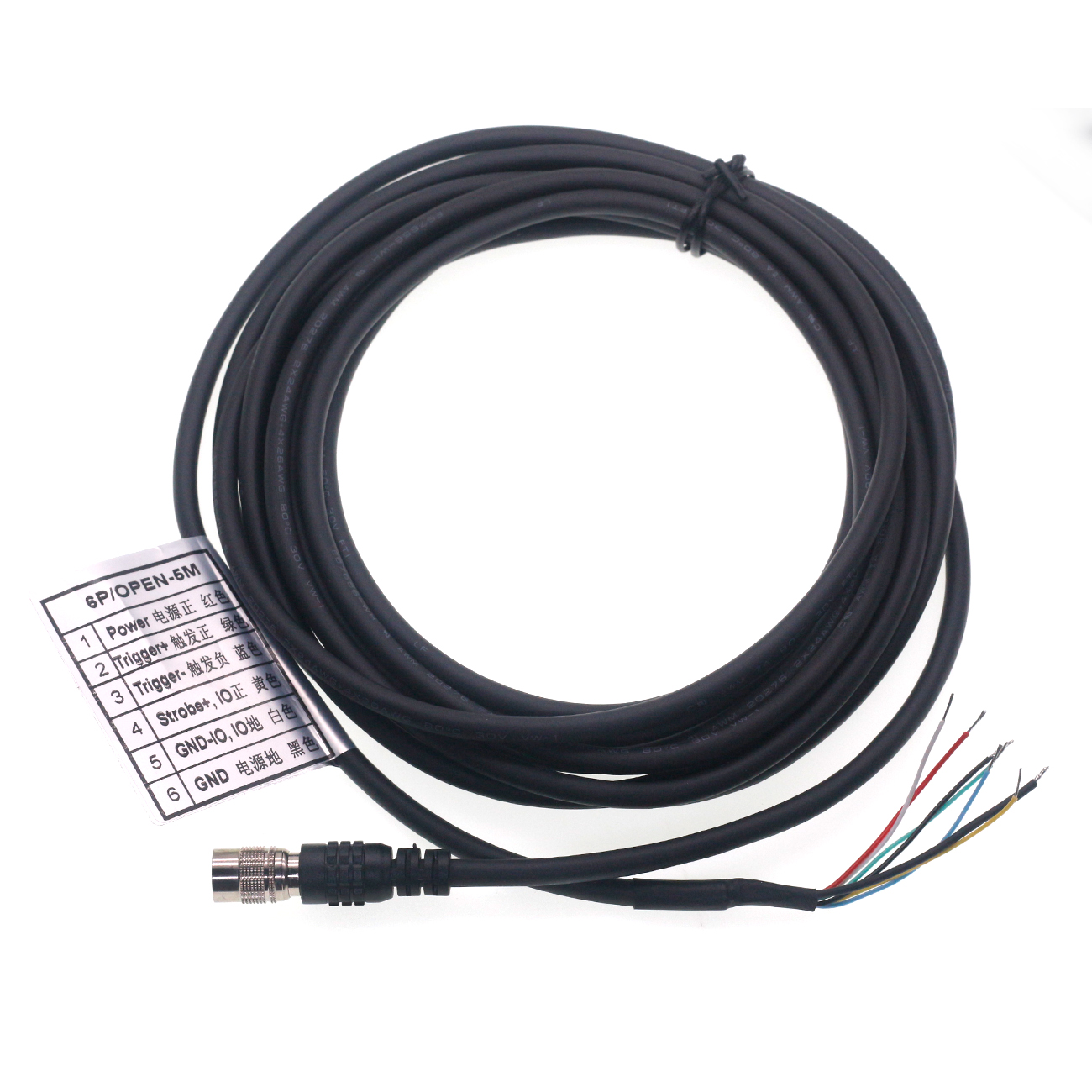 6Pin(HR 10A-7P-6S) Female with 5M cable for basler camera, high flex hirose 6pin basler GIGE AVT SFCC-6S normal cable