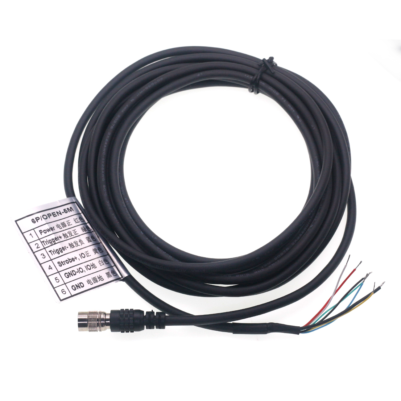 6Pin(HR 10A-7P-6S) Female with 5M cable for basler camera, high flex hirose 6pin basler GIGE AVT SFCC-6S normal cable