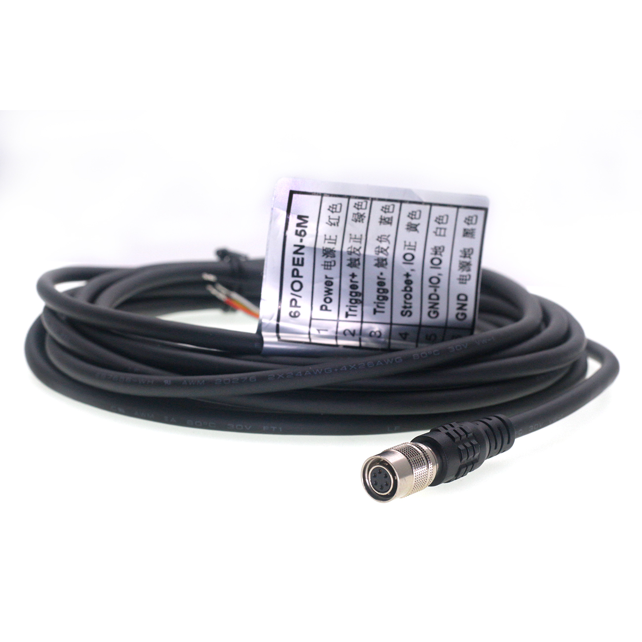 6Pin(HR 10A-7P-6S) Female with 5M cable for basler camera, high flex hirose 6pin basler GIGE AVT SFCC-6S normal cable