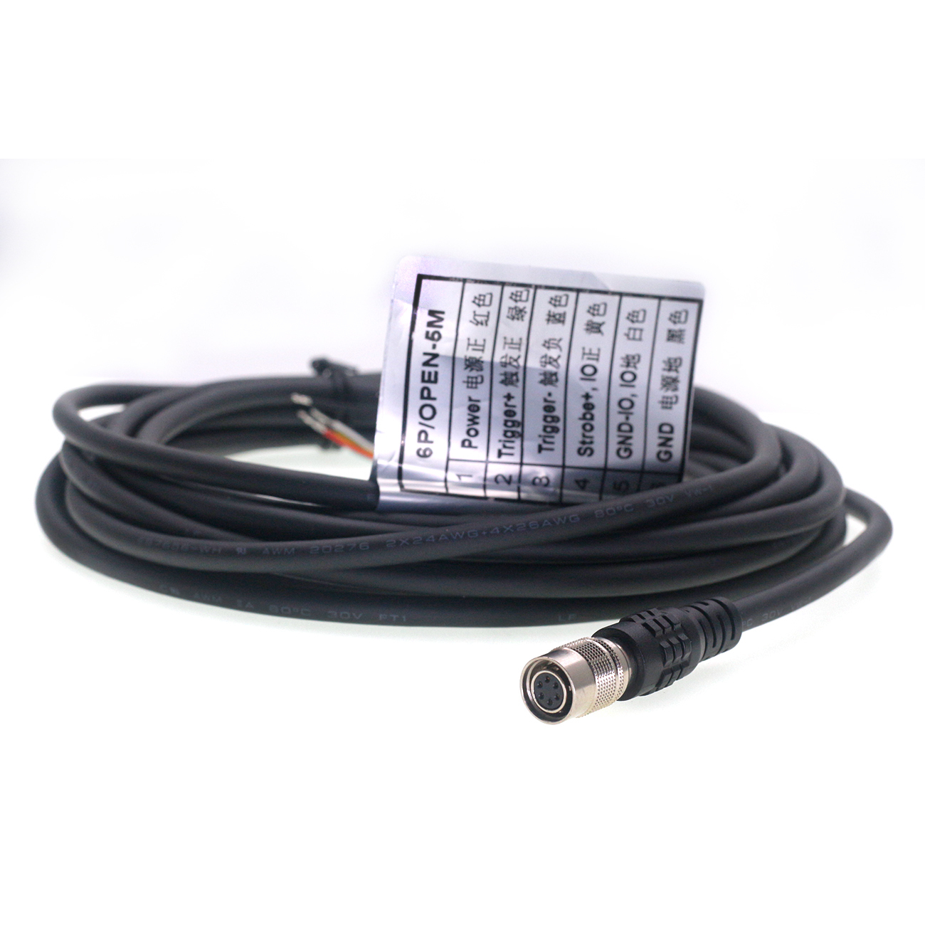 6Pin(HR 10A-7P-6S) Female with 5M cable for basler camera, high flex hirose 6pin basler GIGE AVT SFCC-6S normal cable