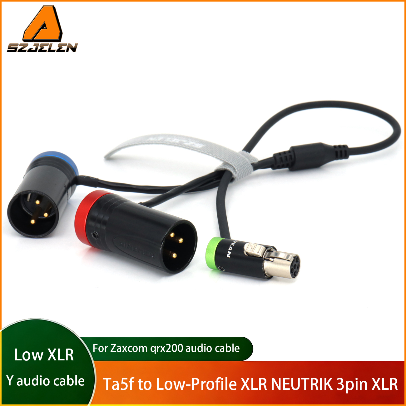 Audio Cable Low-Profile TA5F to Dual Low-Profile XLR NEUTRIK 3Pin Male for Zaxcom qrx200