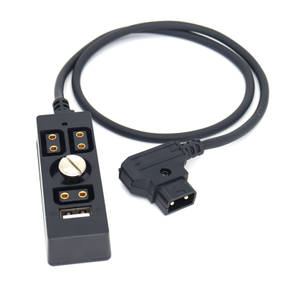 Power Splitter Cable D-tap to 3 Port D-tap Female + 5V 2.1A USB With 1/4" Screw for DSRL