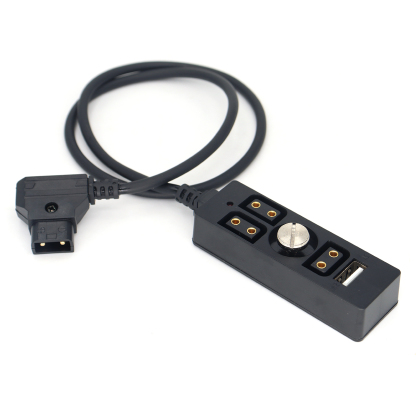 Power Splitter Cable D-tap to 3 Port D-tap Female + 5V 2.1A USB With 1/4" Screw for DSRL