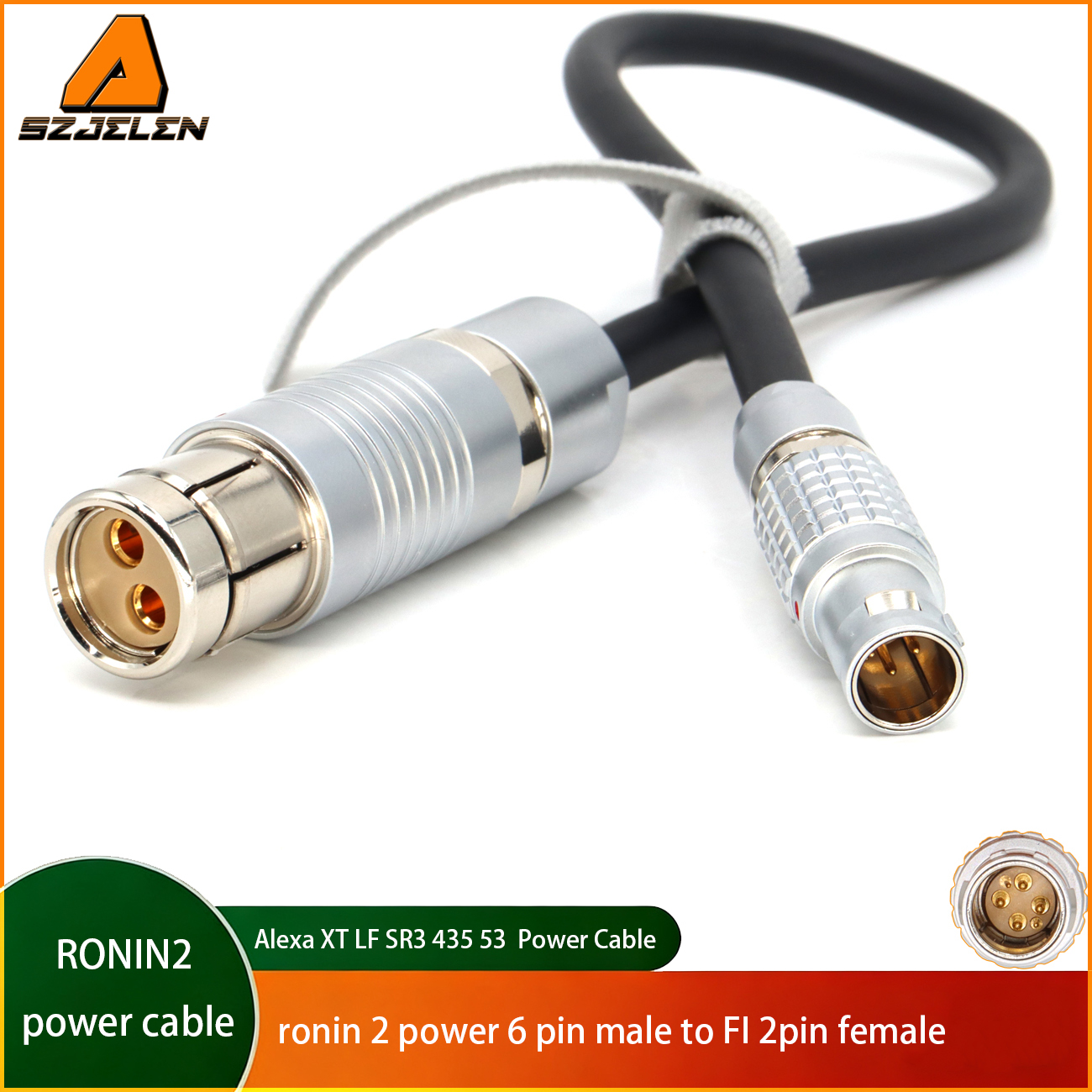 Power Cable for DJI Ronin 2 power 1B 6Pin Male to FI 2Pin Female for ARRI Alexa XT