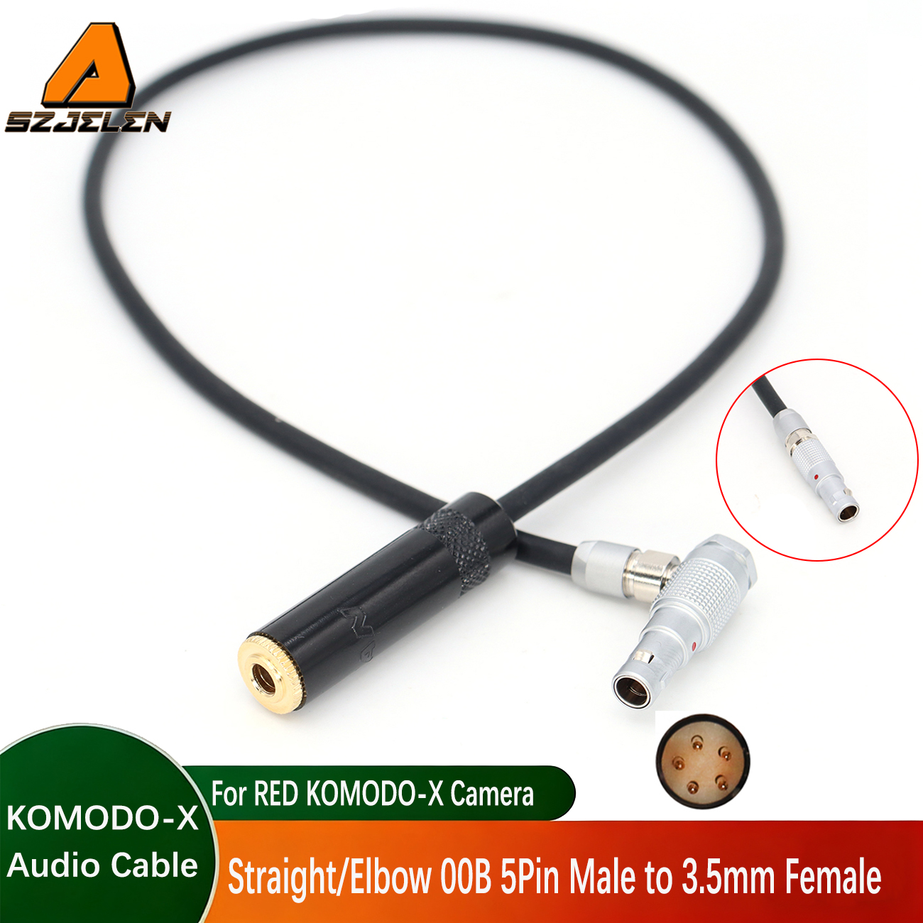 Audio Cable FGG 00B 5Pin to 3.5mm Female for RED KOMODO-X Camera