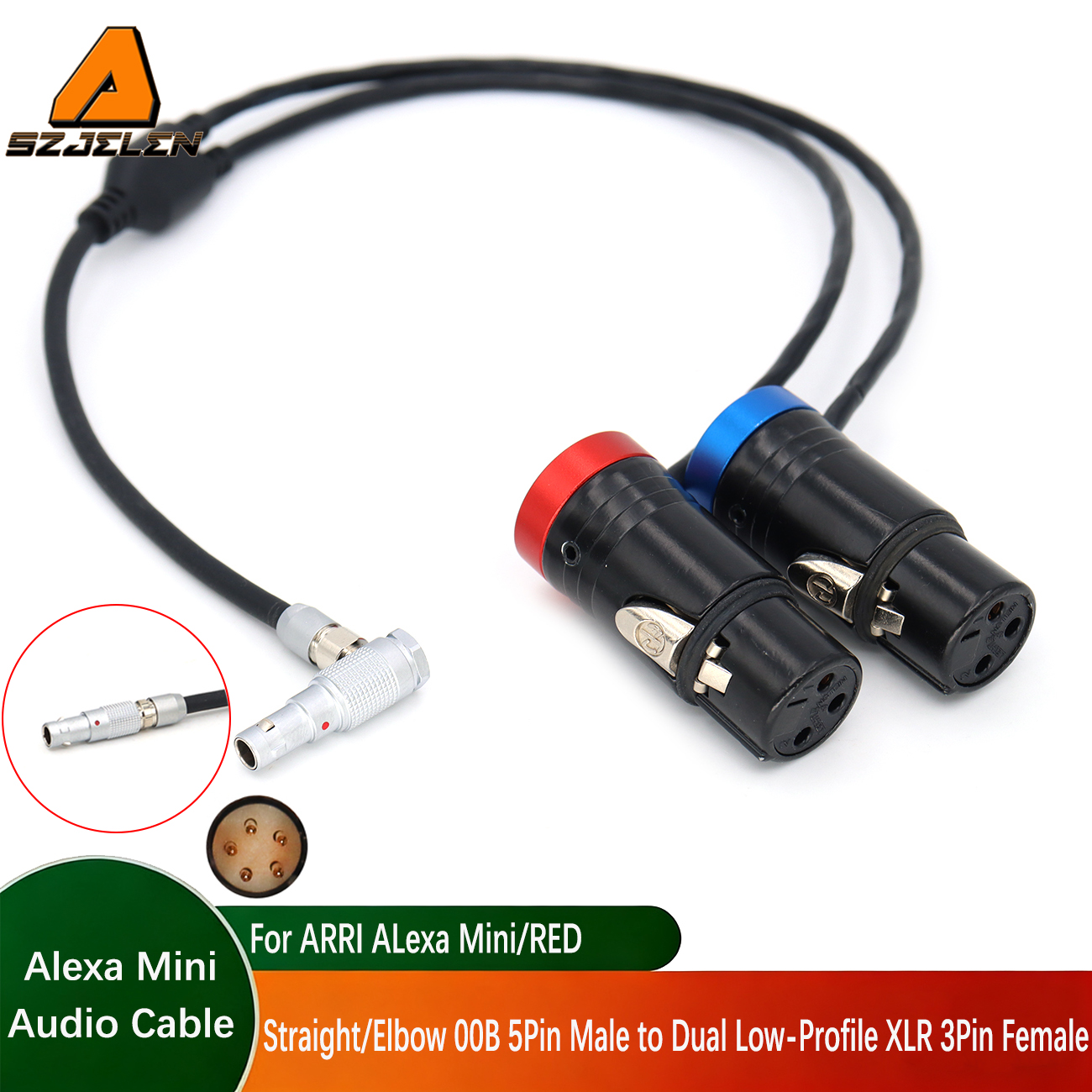 Audio Cable 00B 5Pin to Dual Short XLR 3Pin Female for ARRI ALexa Mini/RED