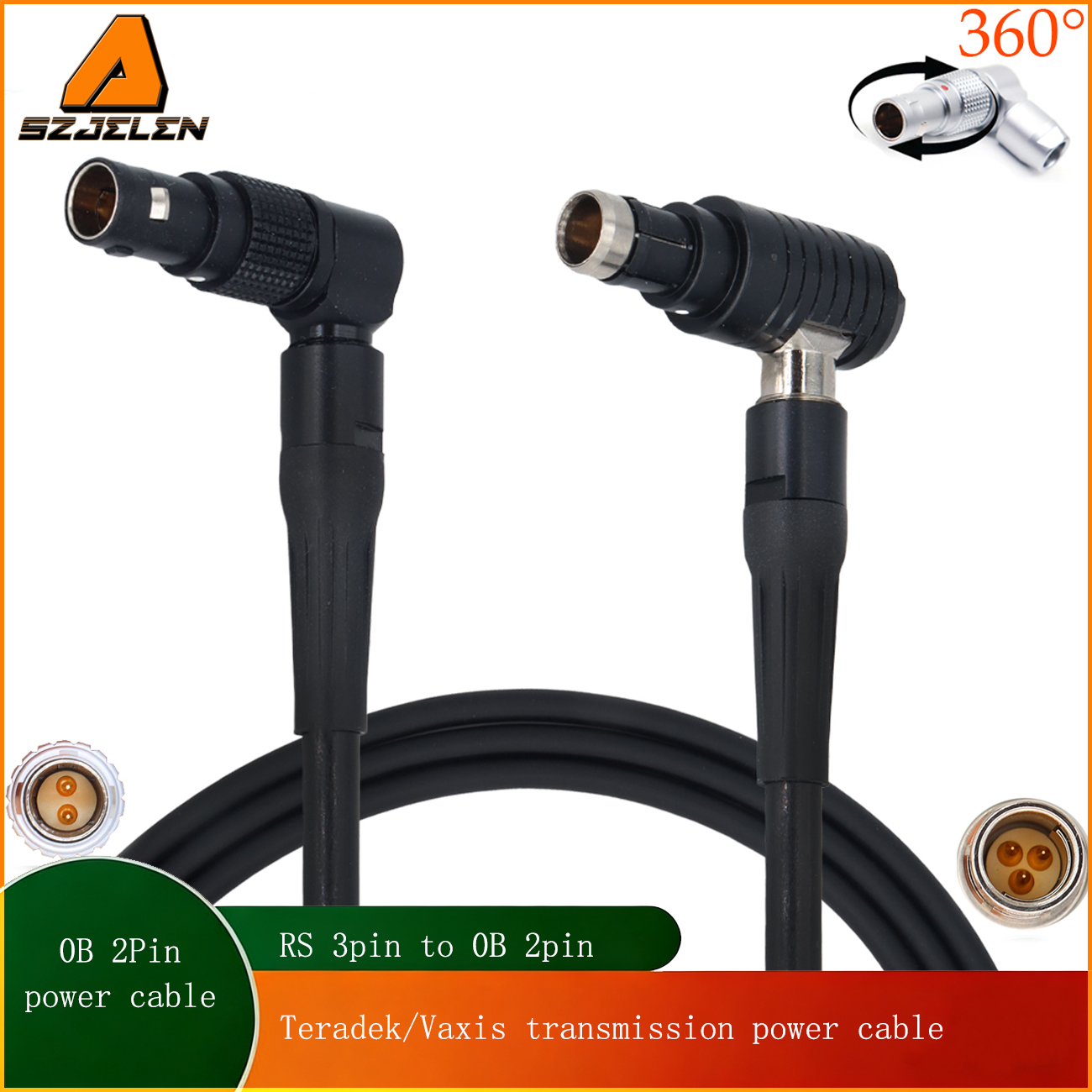 Power Cable RS 3Pin to 0B 2Pin 12V Camera Power Out for Teradek Bolt, ARRI Alexa