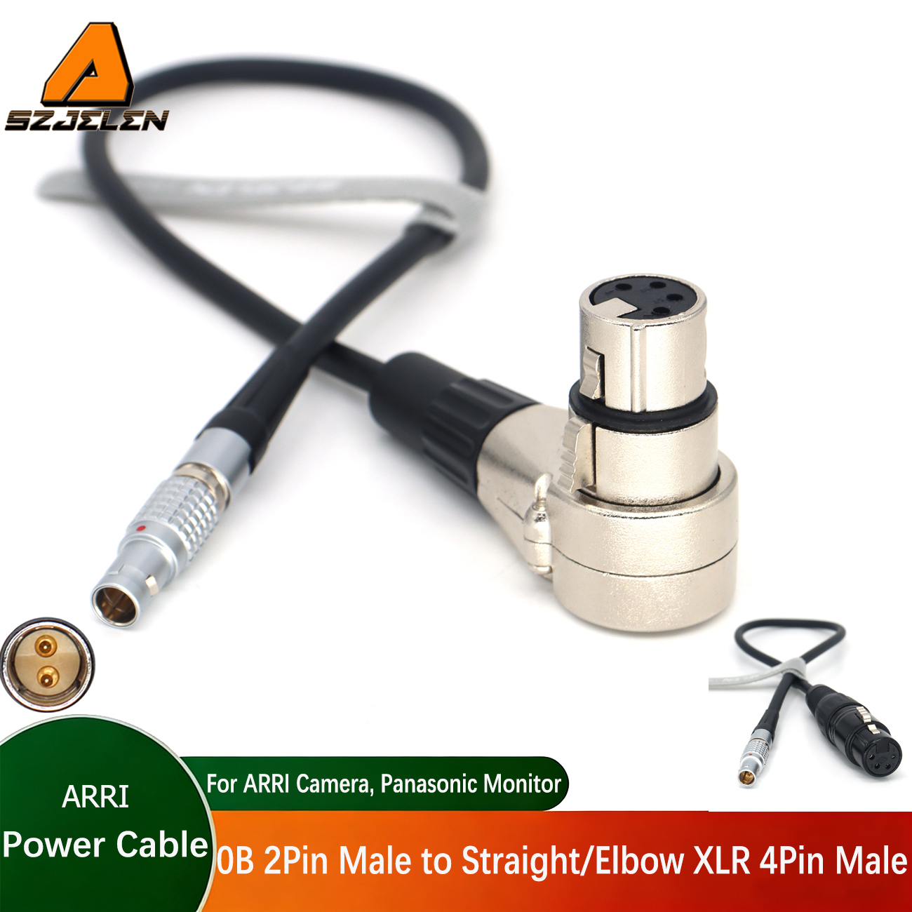 Power Cable 0B 2Pin Male 12V Power to XLR 4Pin Female for Monitor