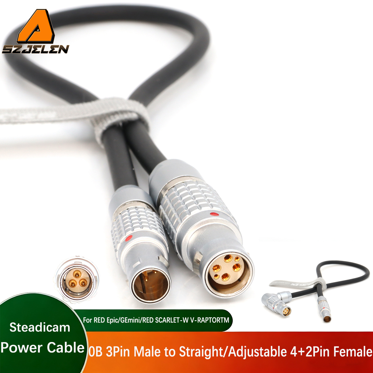 Power Cable Steadicam Zephyr/M2 0B 3Pin to 6Pin Female for RED Epic/GEmini/RED SCARLET-W V-RAPTORTM