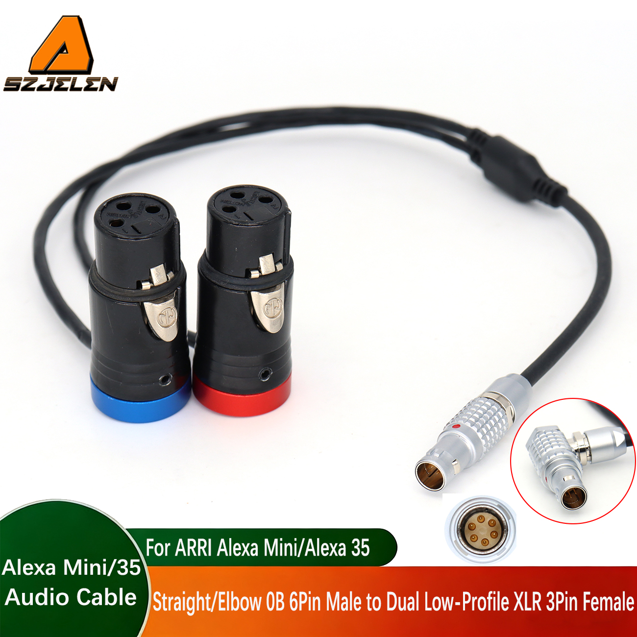 0B 6Pin Male to Dual Short XLR 3Pin Female Audio Cable for ARRI Alexa Mini