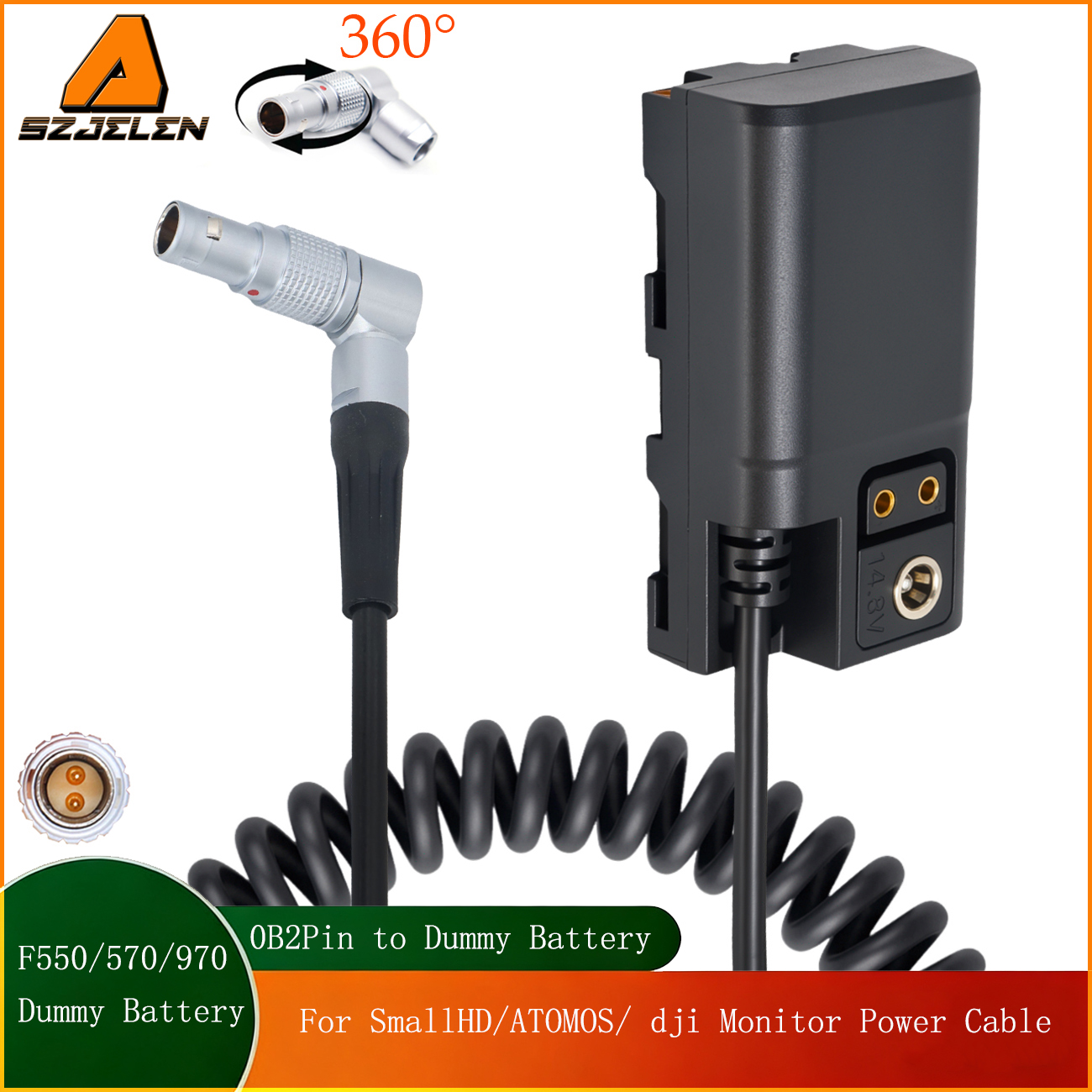0B 2Pin Male to NP-F550/NP-F570/970 Power Coupler DC Dummy Battery for SONY