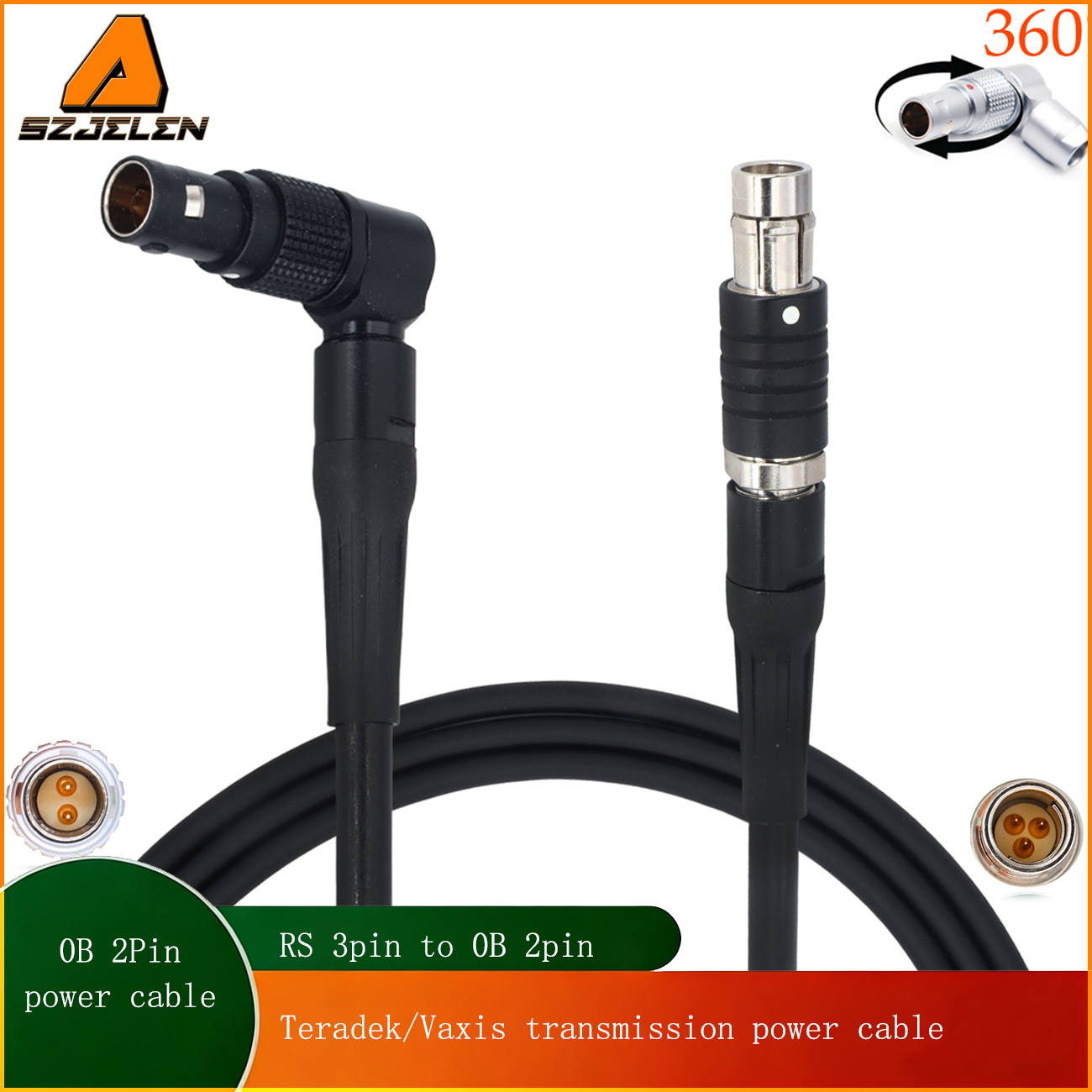 Power Cable RS 3Pin to 0B 2Pin 12V Camera Power Out for Teradek Bolt, ARRI Alexa