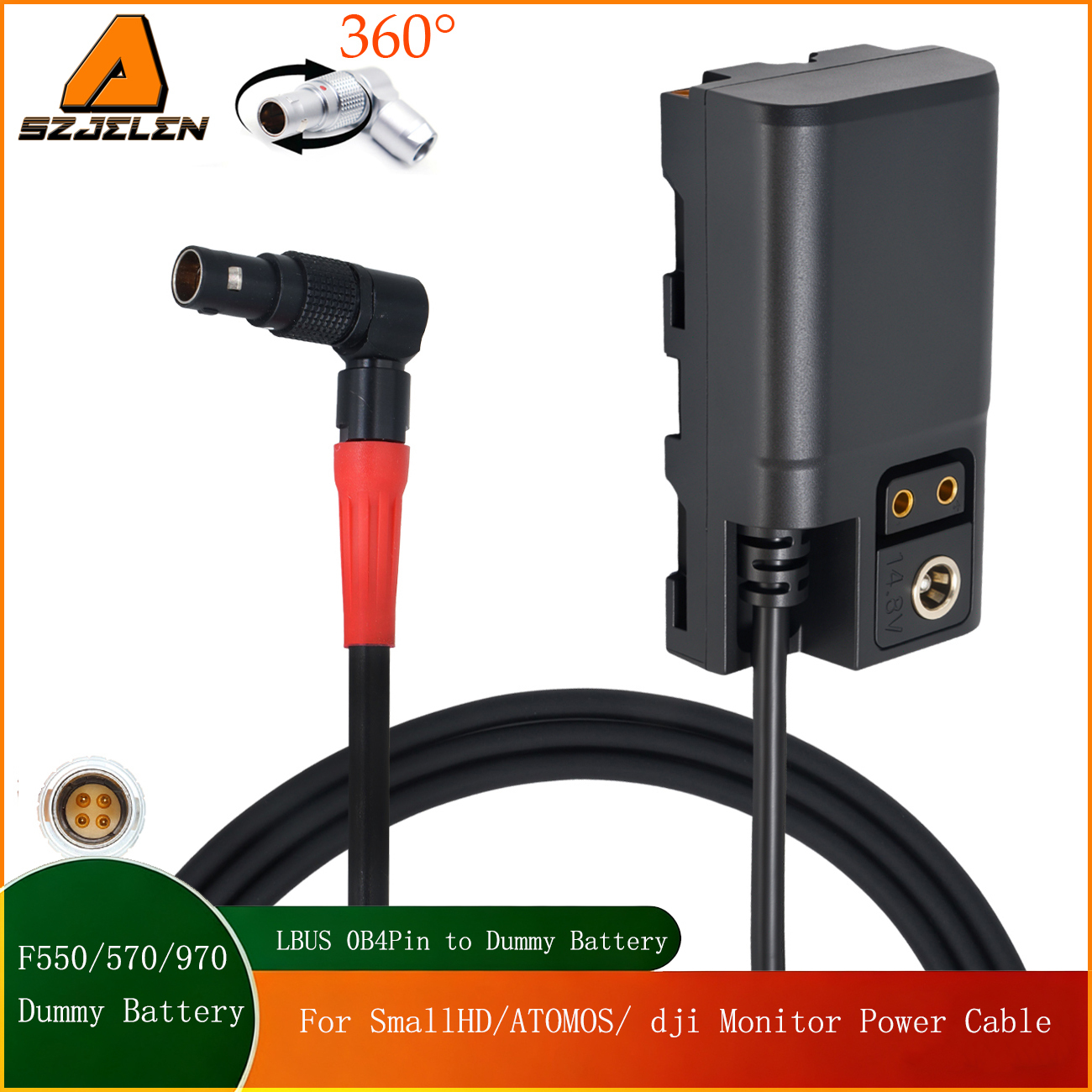 Trinity 2 LBUS 4Pin to NP-F550/570/970 Dummy Battery Power Cable for Atomos Ninja Shinobi Monitor, Blackmagic BMPCC 6K Pro, Z CAM, LED Video Lights, Wireless Transmitters