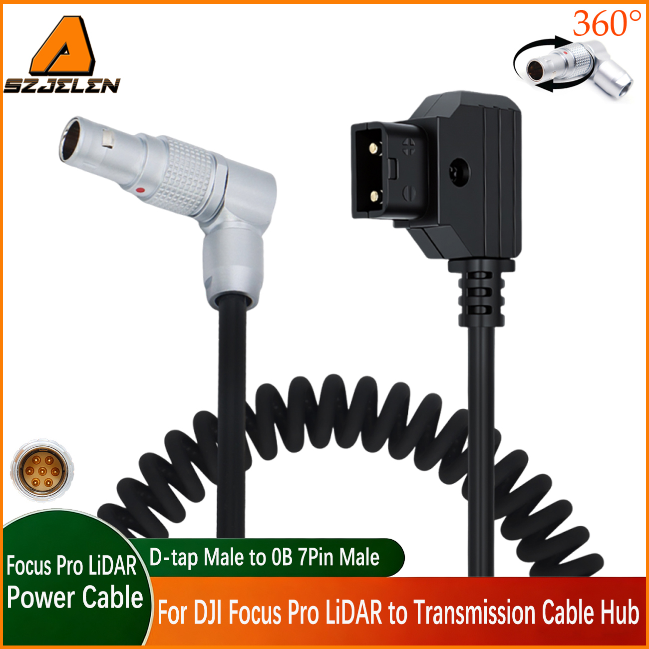 Power Cable D-tap/0B 2Pin/RS 3Pin to 0B 7Pin Male Cable for DJI Focus Pro LiDAR to Transmission Cable Hub