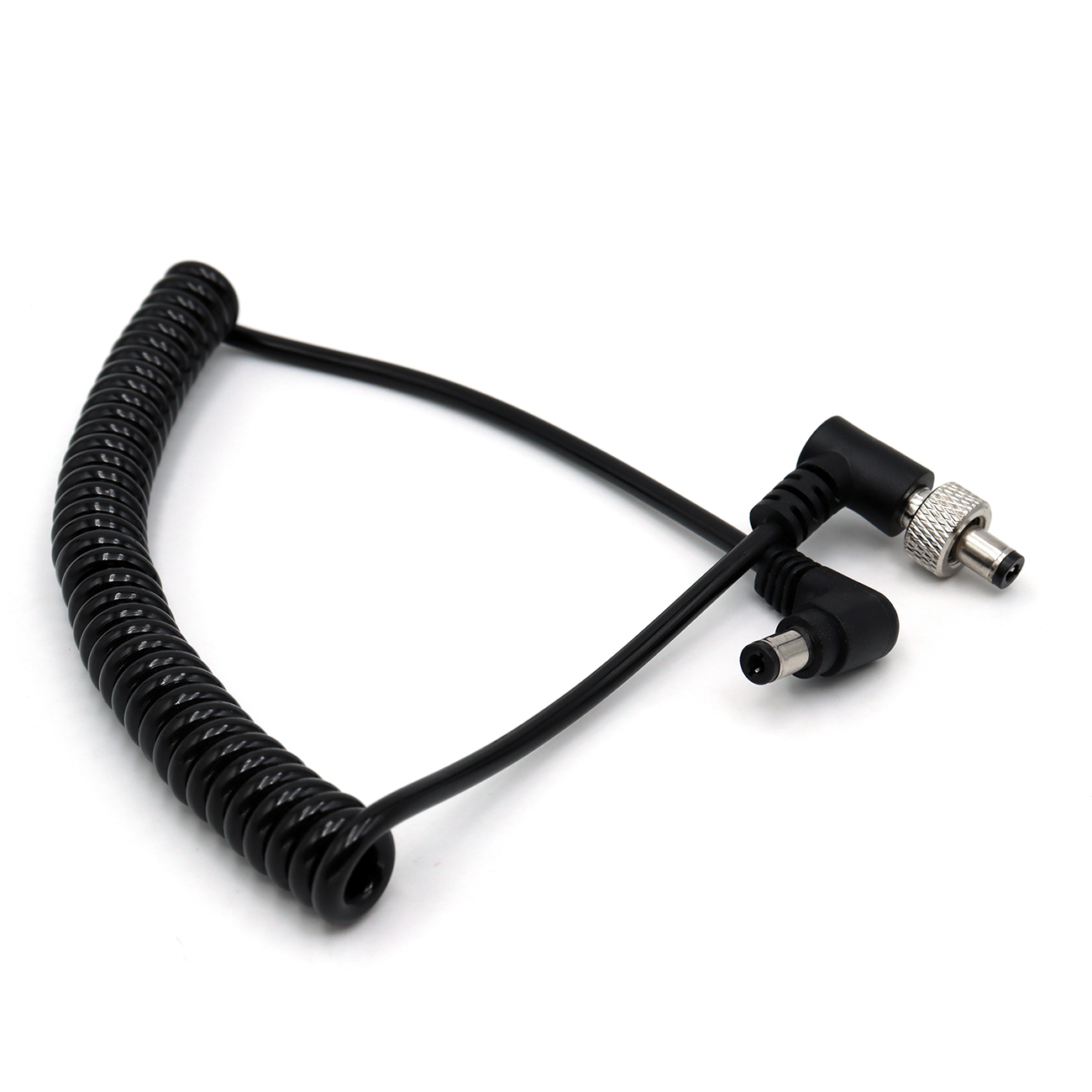 Locking DC 5.5x2.5mm to DC 2.5mm Male Coiled Video Power Cable for Atomos Ninja V Sony Pix-E7 E5 Monitor Hollyland Mars 400s