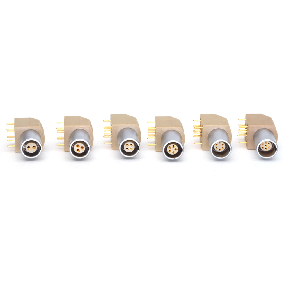 EPG 0B 2~9 Pin Male Plug Aviation Fast Connector Ellenbogen 90° PCB Buchse Printed Circuit