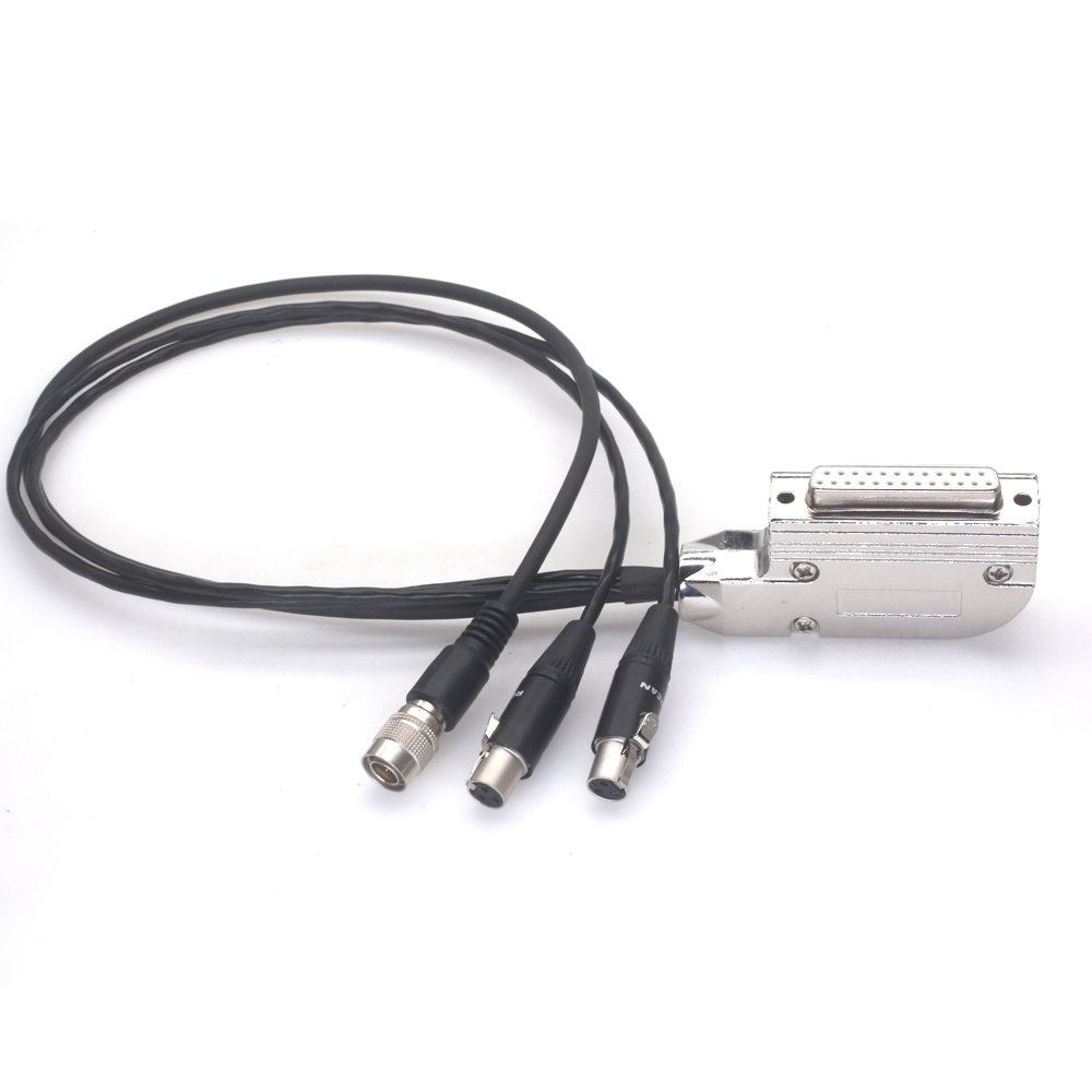 DB25 to Dual TA3F and Hirose 4Pin Audio Connection Cable for Lectrosonics, Wisycom, Sennheiser, Sony Receivers