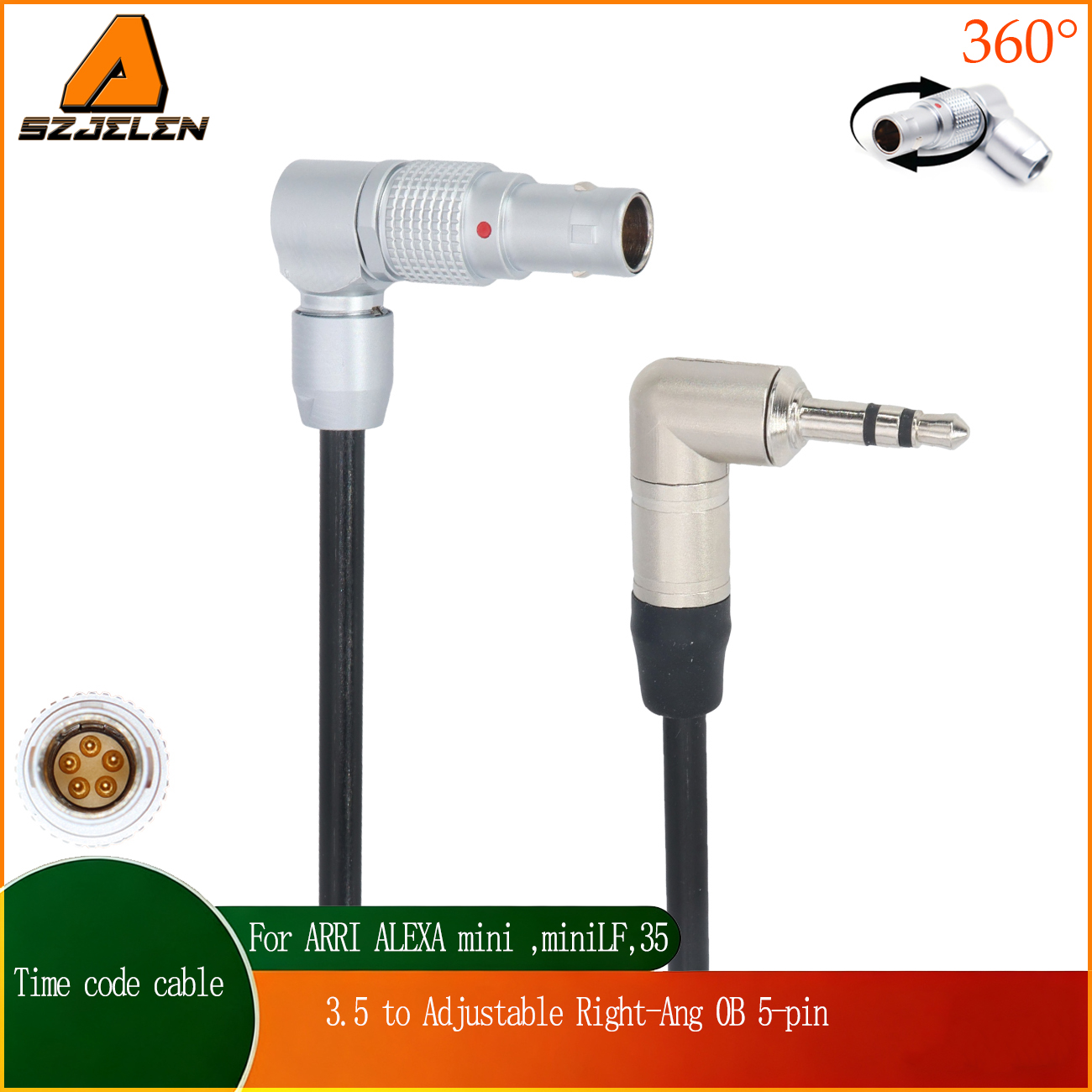 Timecode Cable 0B 5Pin Male to 3.5mm for ARRI ALEXA Mini LF/SXT/S35, Sound Devices, Zaxcom, Lockit
