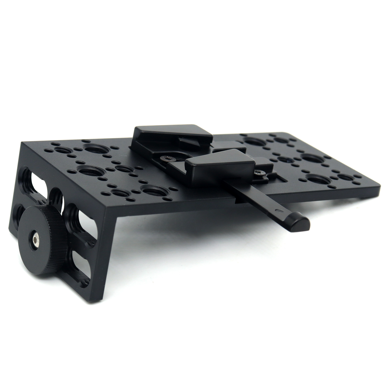 V-Mount Quick Release Plate, 3/8 & 1/4" Thread Expansion Plate, Adjustable Up/Down & Front/Back via Gear Knob
