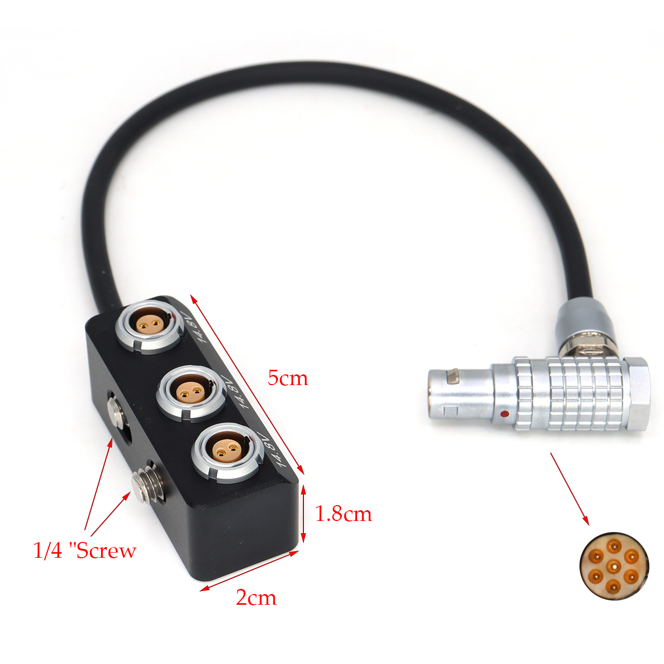 1B 7Pin Male to 3*0B 2pin Female Hub Adapter Splitter for ARRI, SONY, RED Camera