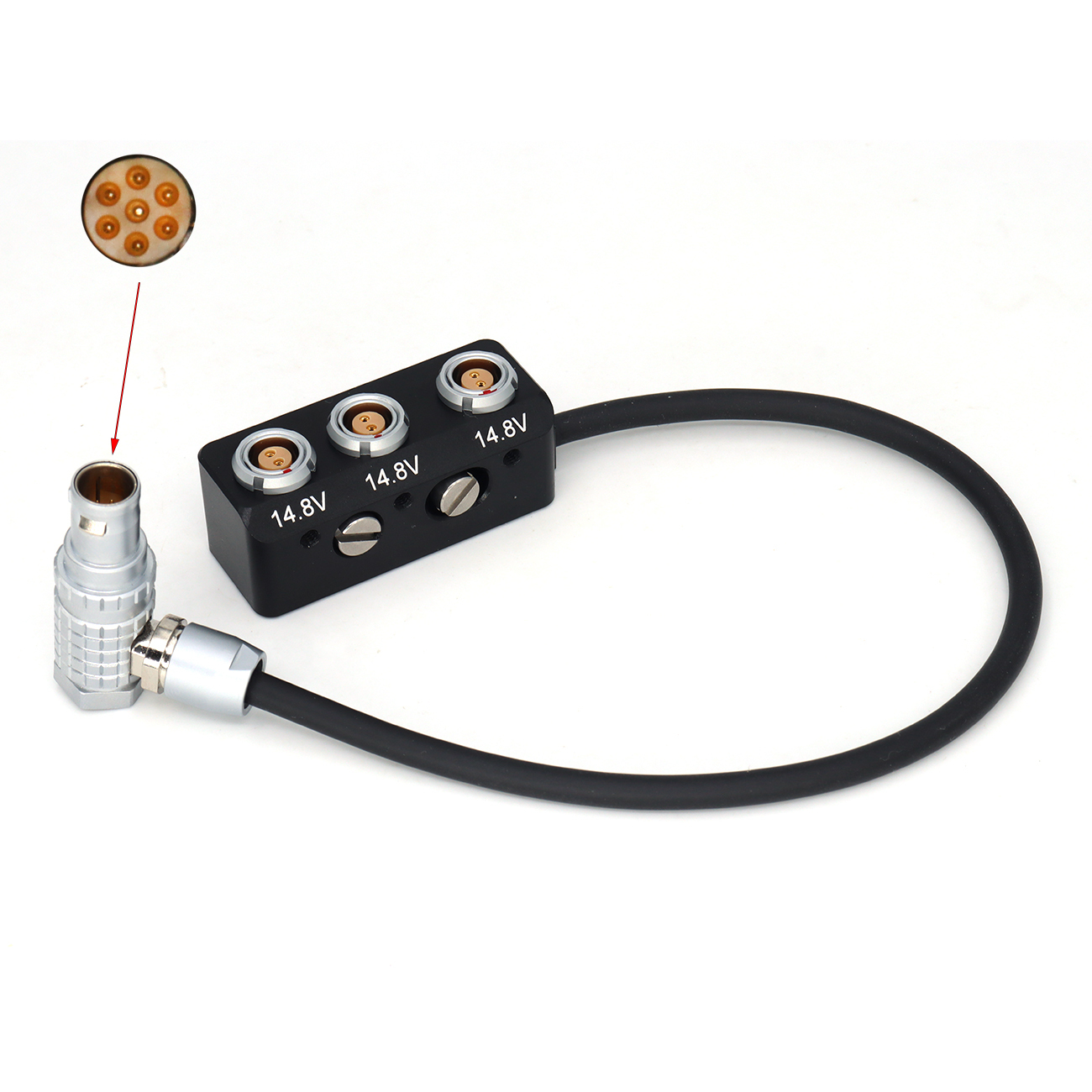 1B 7Pin Male to 3*0B 2pin Female Hub Adapter Splitter for ARRI, SONY, RED Camera