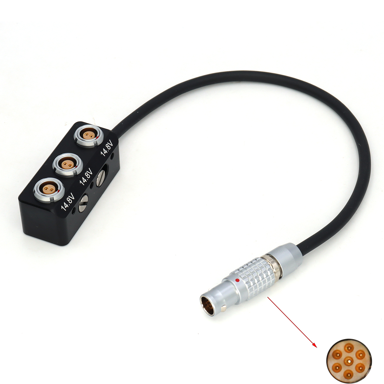1B 7Pin Male to 3*0B 2pin Female Hub Adapter Splitter for ARRI, SONY, RED Camera