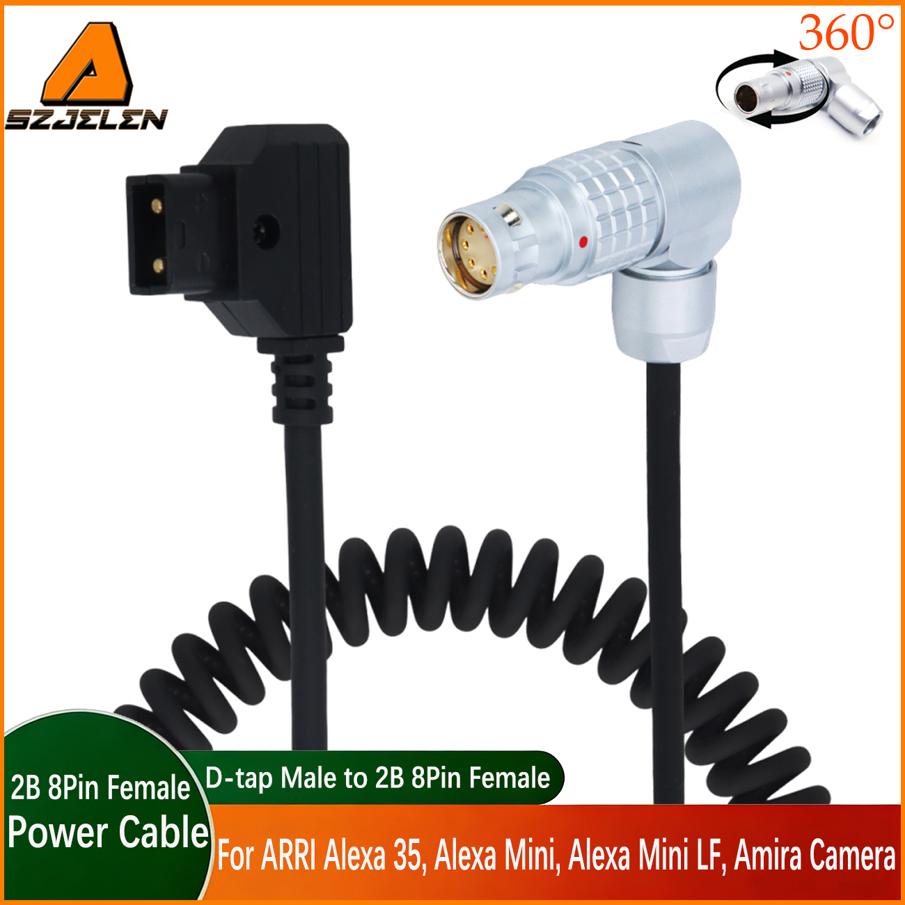 Power Cable D-TAP to 2B 8Pin Female for ARRI Alexa 35, Alexa Mini, Alexa Mini LF, Amira Camera