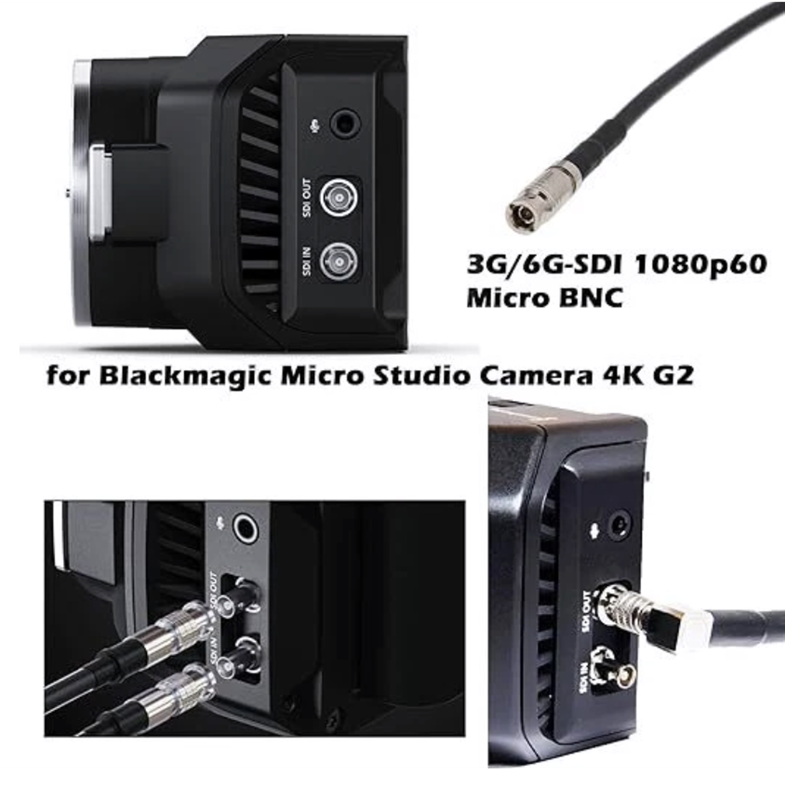 Micro BNC to HD BNC-SDI 3G-4K12GBNC for Blackmagic Video Assist 5" 12G HDR SDI