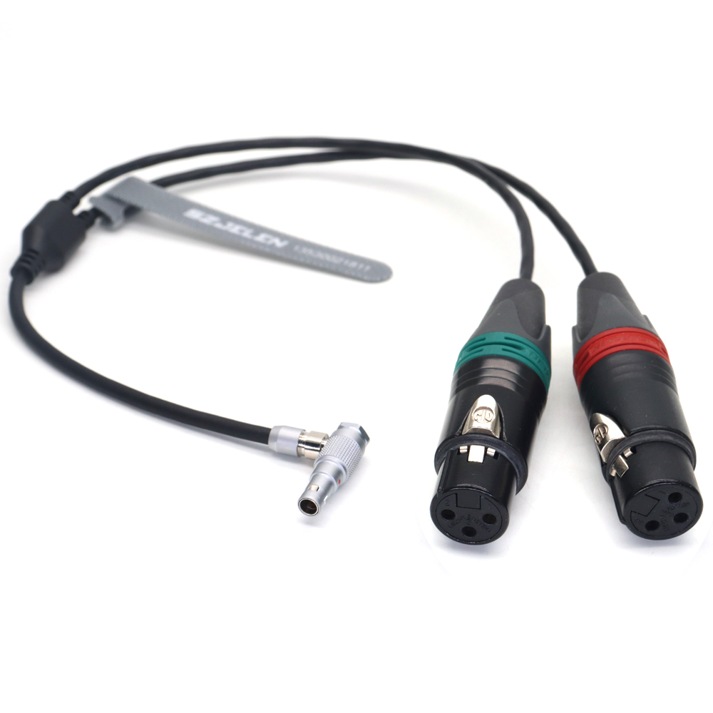 Dual Channel Audio Cable 00B 5Pin to Double 3Pin XLR Female for RED V-RAPTOR, ARRI ALEXA mini