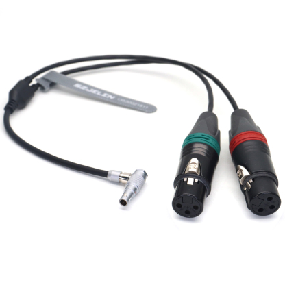 Dual Channel Audio Cable 00B 5Pin to Double 3Pin XLR Female for RED V-RAPTOR, ARRI ALEXA mini