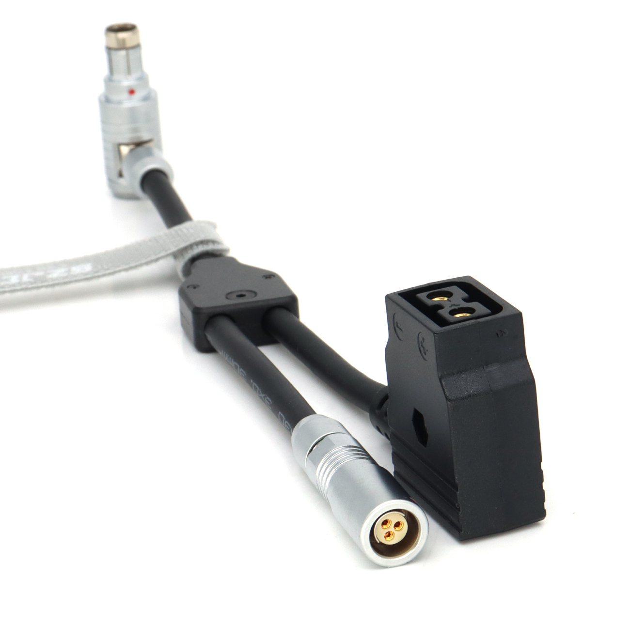 24V Elbow RS 3Pin to RS 3Pin and D-tap Female Way Splitter Cable for SONY CineAlta Camera