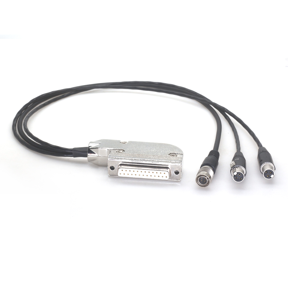 DB25 to Dual TA3F and Hirose 4Pin Audio Connection Cable for Lectrosonics, Wisycom, Sennheiser, Sony Receivers