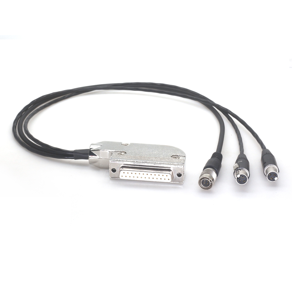 DB25 to Dual TA3F and Hirose 4Pin Audio Connection Cable for Lectrosonics, Wisycom, Sennheiser, Sony Receivers