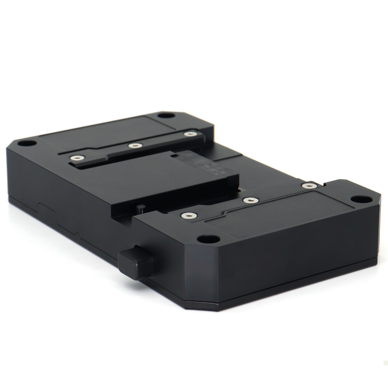 ARRI Alexa 35 B-Mount Battery Expansion Cheese Plate With 1/4"-20, 3/8"-16 Screw Holes and Anti-twist holes.